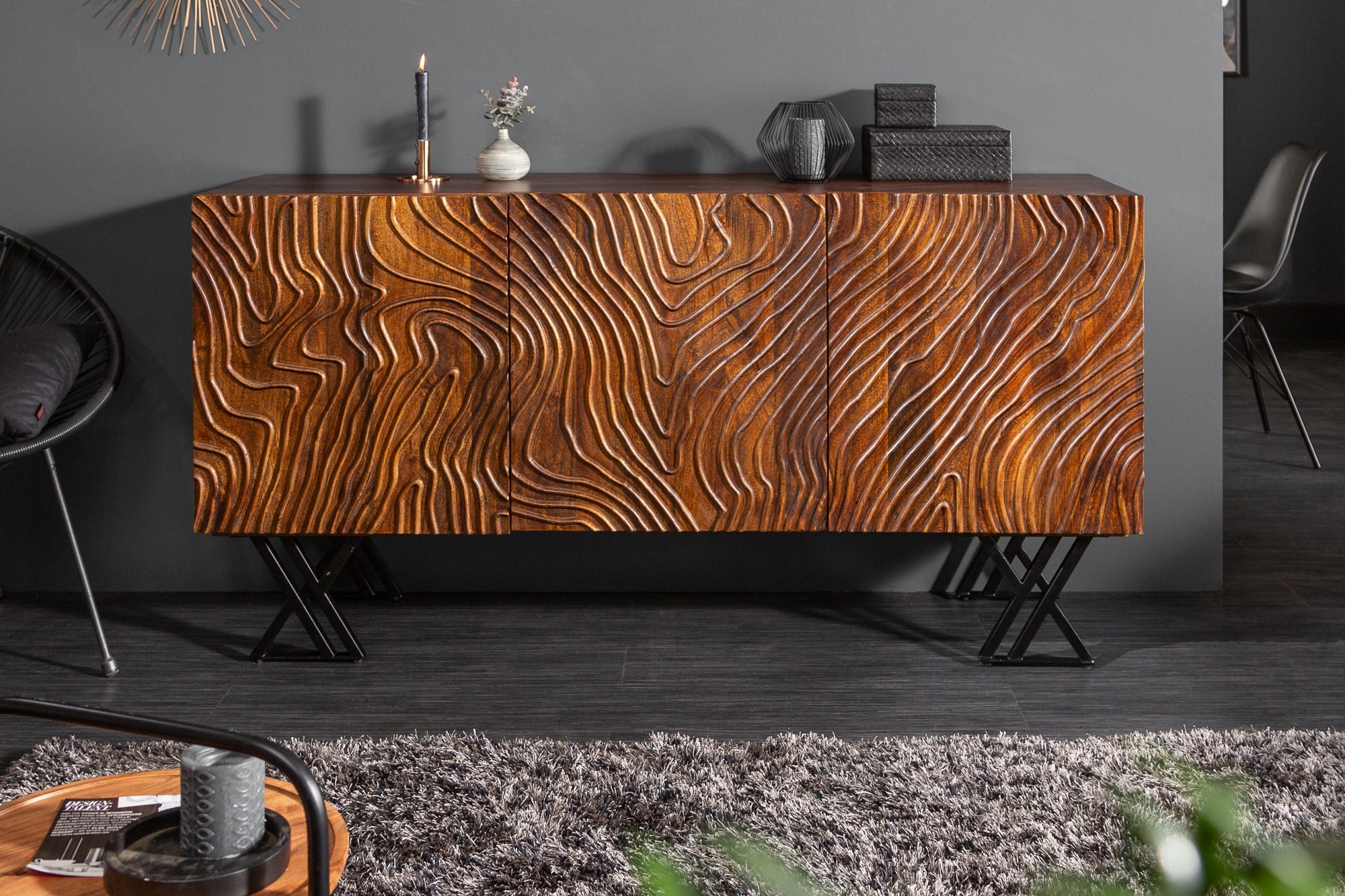 Invicta Comodă FLUID - 160cm | Mango, Maro | 160x86x38 cm