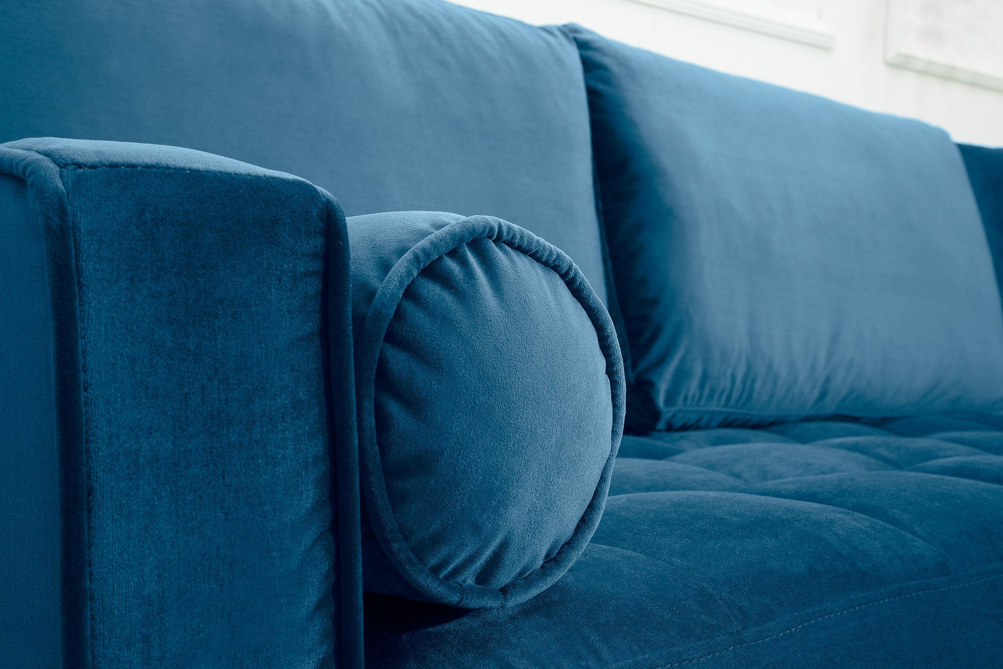 Invicta Canapea COZY VELVET - 260cm | Catifea, Albastru | 260x85x83 cm
