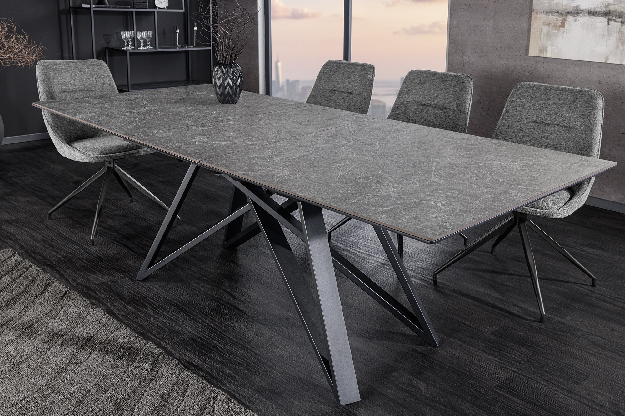 Invicta Masă dining ATLAS - 200cm | Marmură, Sticlă, Roșu