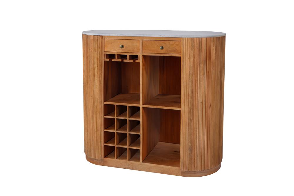 Invicta Masă bar TRES CHIC - 120cm | Mango, Marmură, Alb | 120x105x55 cm