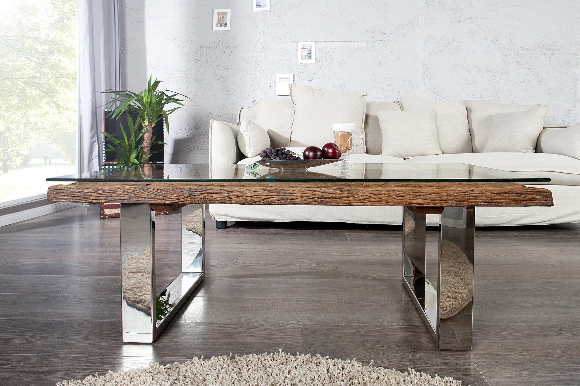 Invicta Masă cafea EUPHORIA BARRACUDA - 110cm | Sticlă | 110x40x60 cm