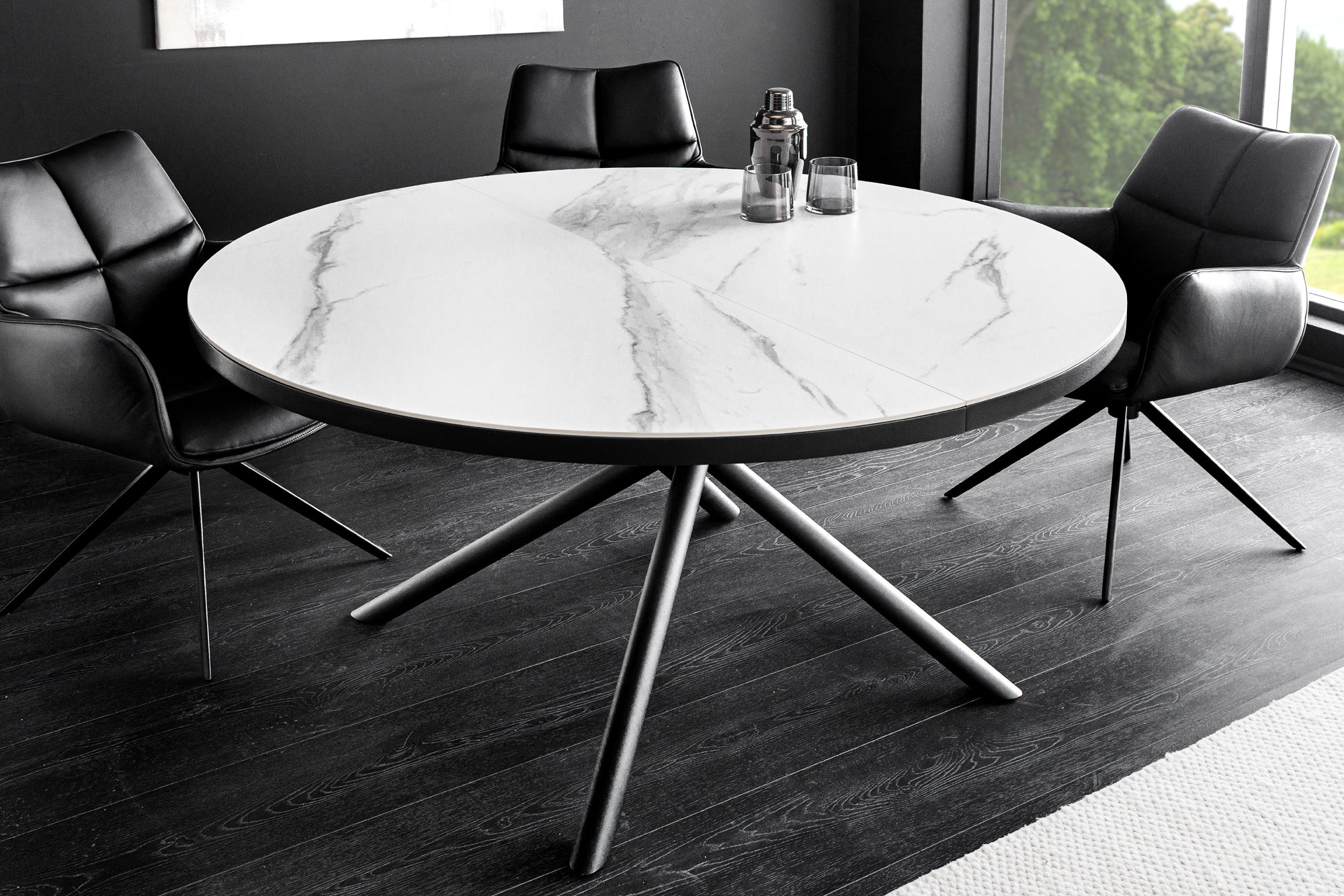 Invicta Masă dining MIKADO - 160cm | Marmură, Sticlă, Alb