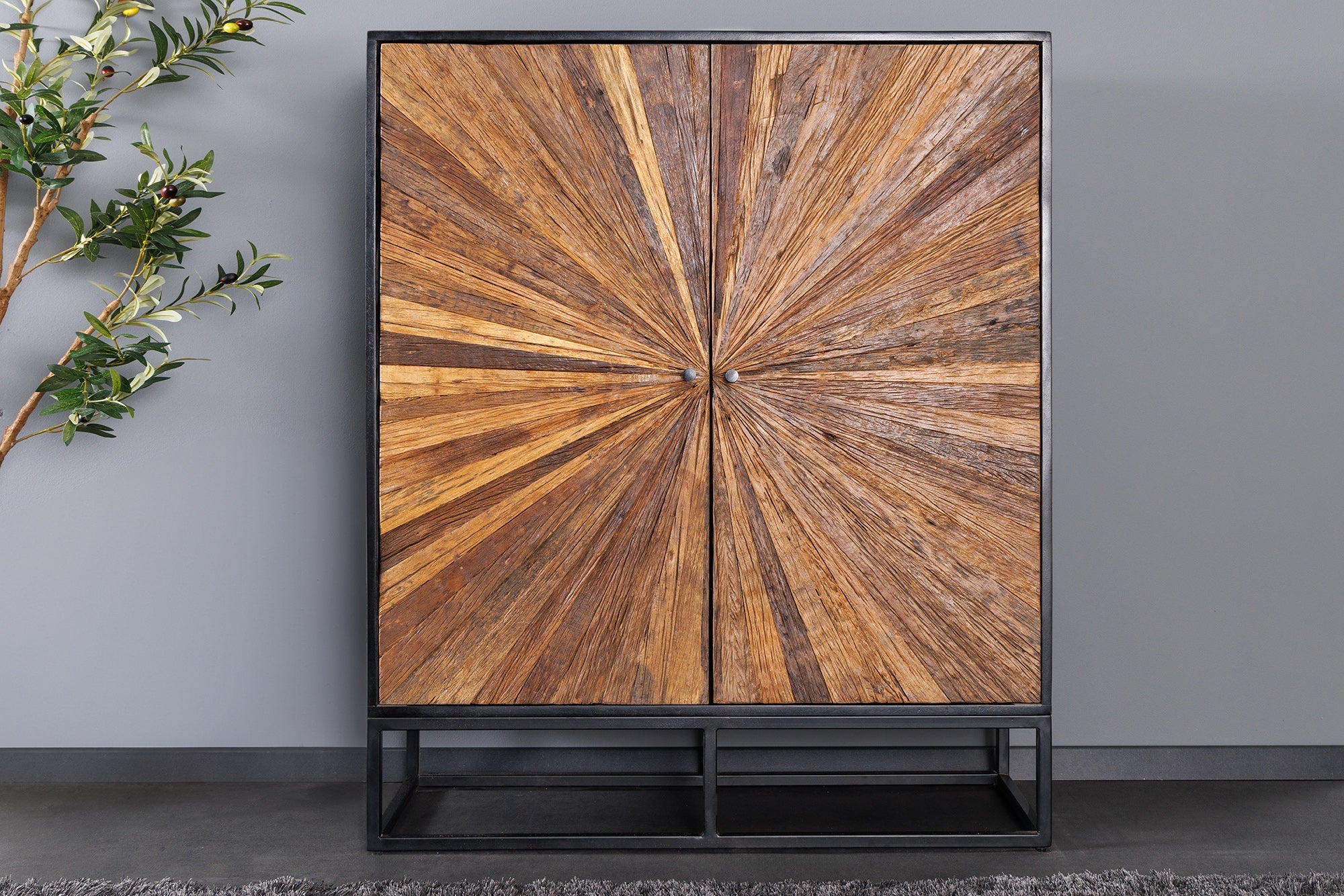 Invicta Vitrină înaltă BARRACUDA - 120cm | Mango, Maro | 100x120x38 cm