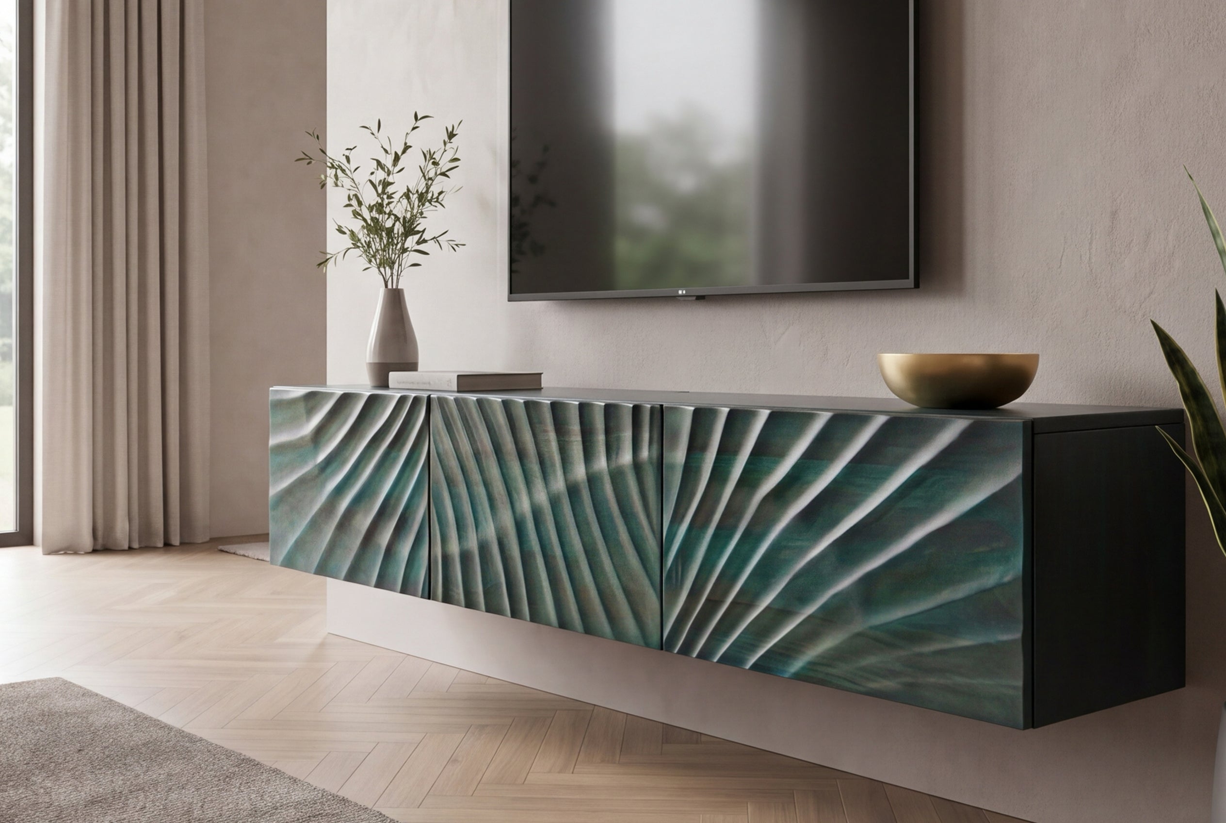 Invicta Comodă TV TV - 160cm | Mango, Turcoaz | 160x30x33 cm