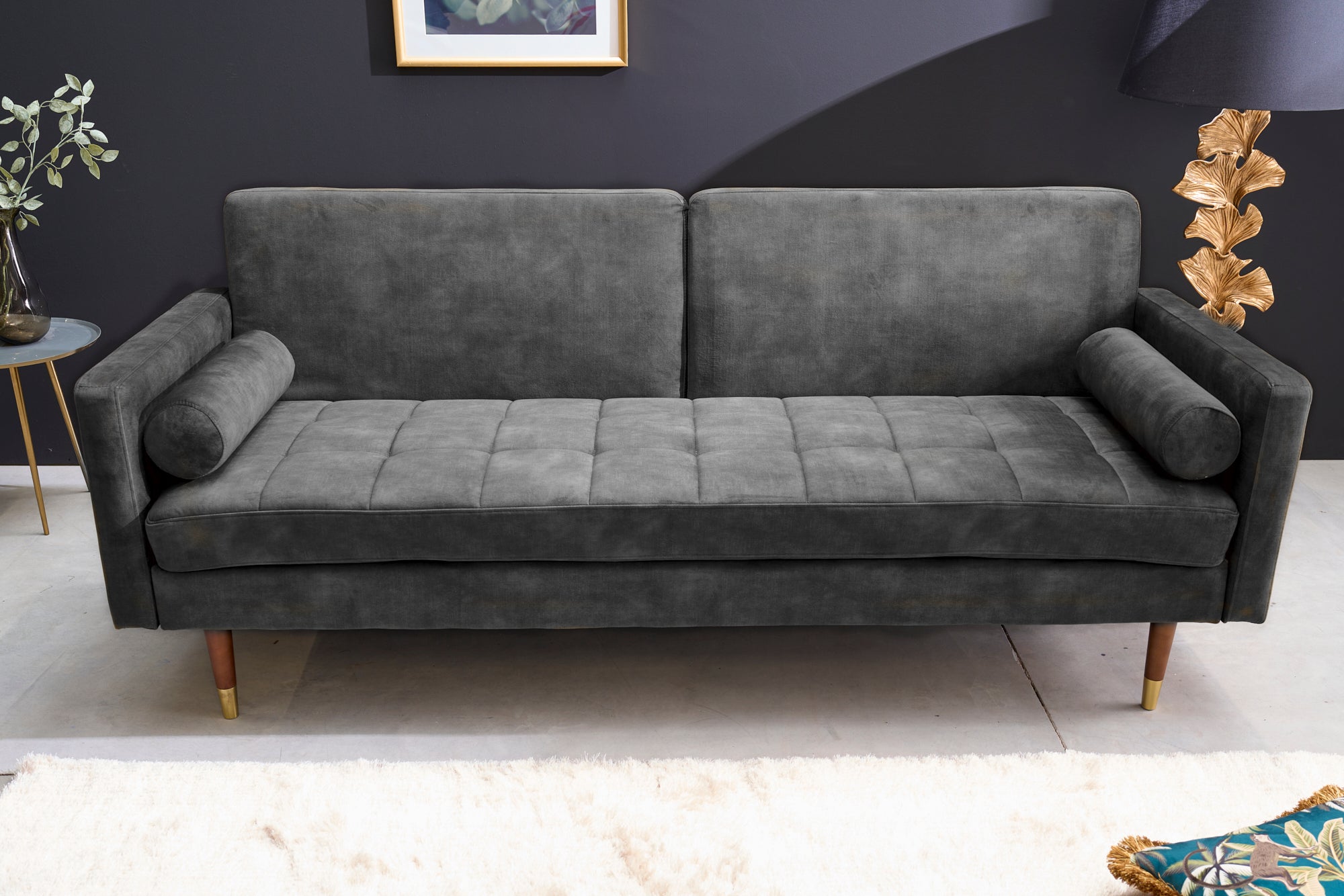 Invicta Canapea extensibilă COUTURE - 200cm | Gri | 196x80x74 cm
