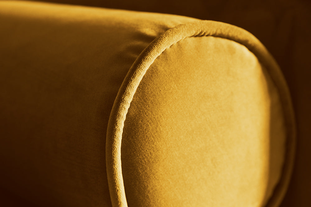Invicta Canapea COZY VELVET - 220cm, 3 Locuri | Catifea, Galben Muștar | 220x90x85 cm