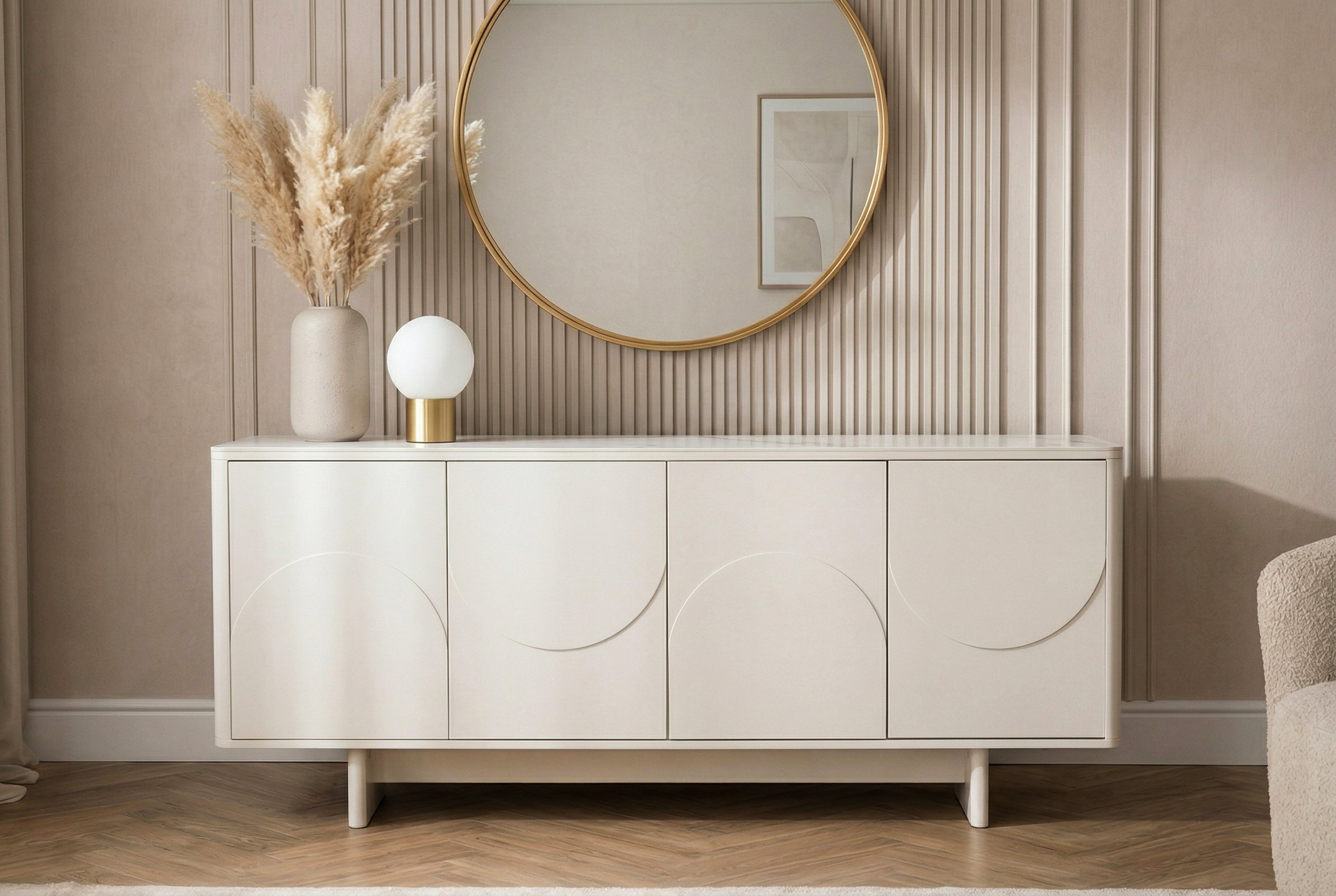 Invicta Comodă SAVOY - 180cm | Marmură, Alb | 180x76x40 cm