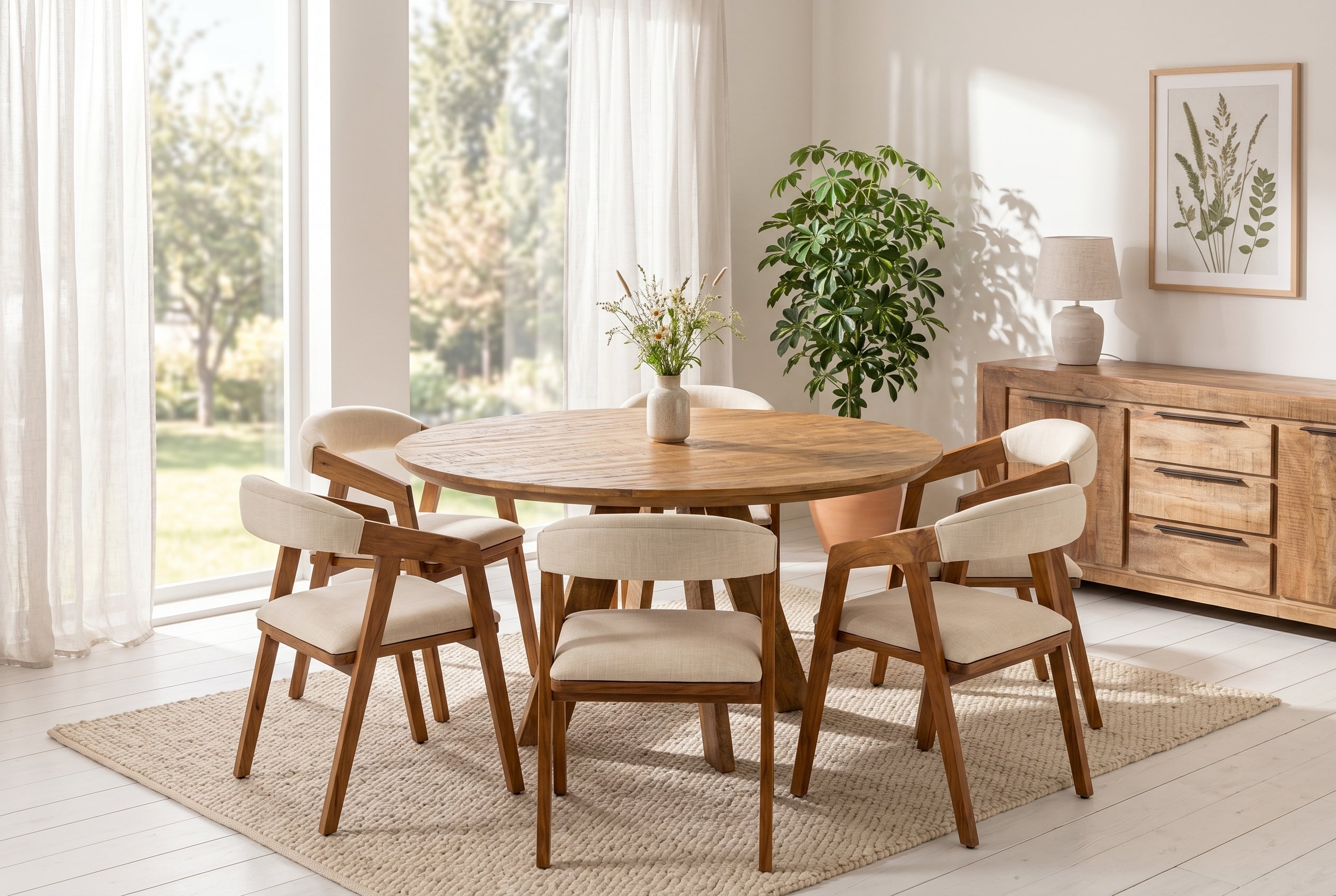 Invicta Masă dining ART WOOD - 140cm | Mango, Maro | 140x76x140 cm
