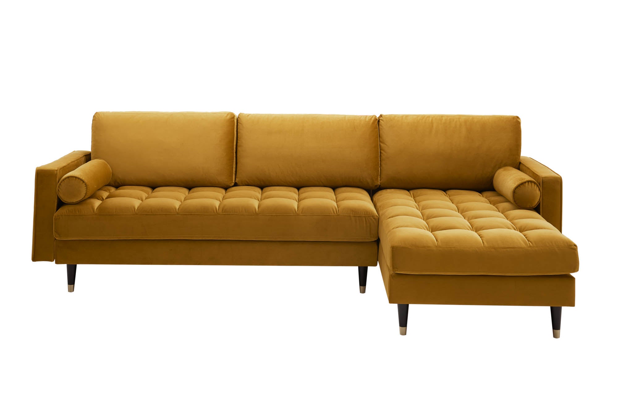 Invicta Canapea COZY VELVET - 260cm | Catifea, Galben Muștar | 260x85x83 cm