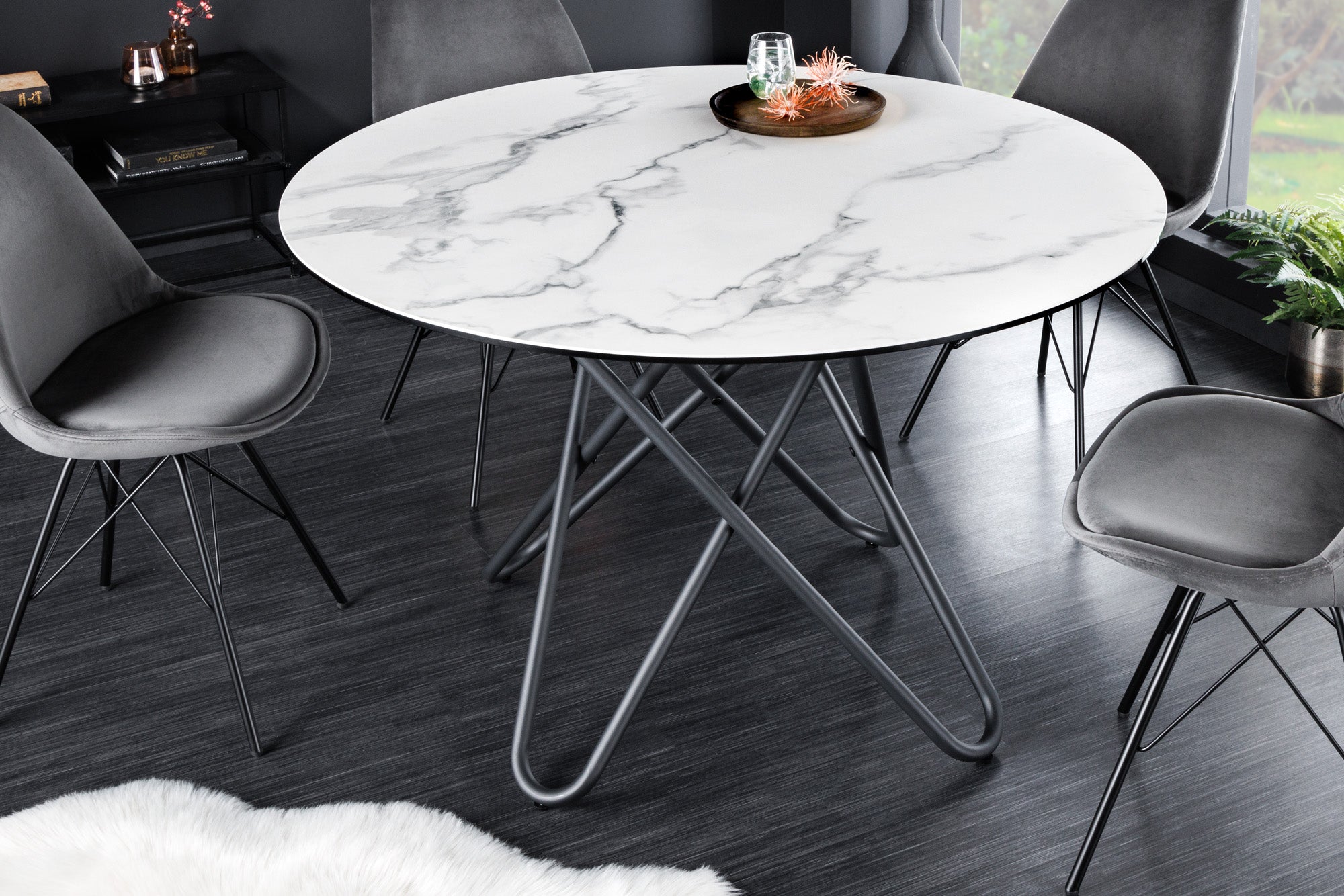 Invicta Masă dining CIRCULAR - 120cm | Marmură, Alb | 120x76x120 cm