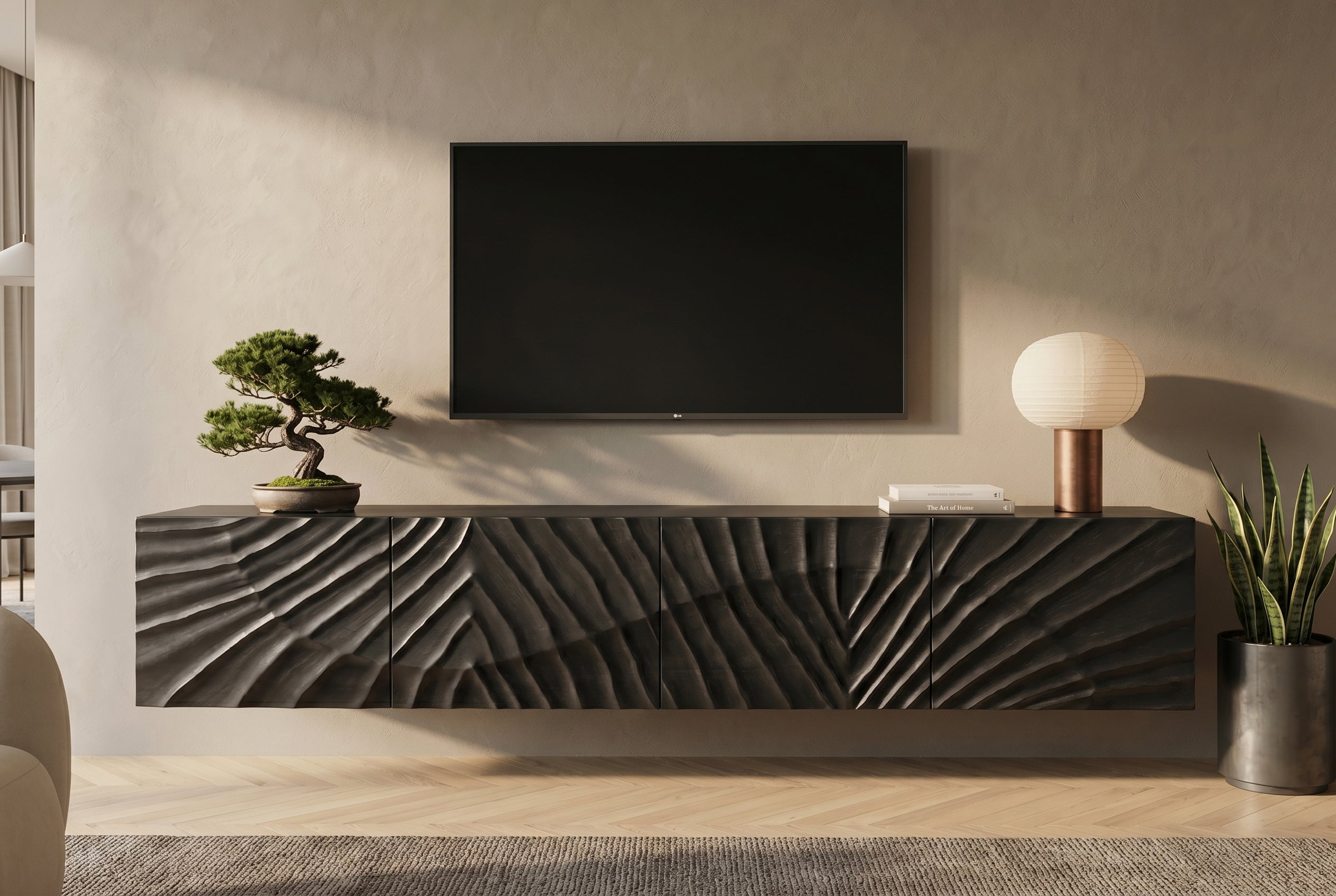 Invicta Comodă TV TV - 200cm | Mango, Negru | 200x35x33 cm