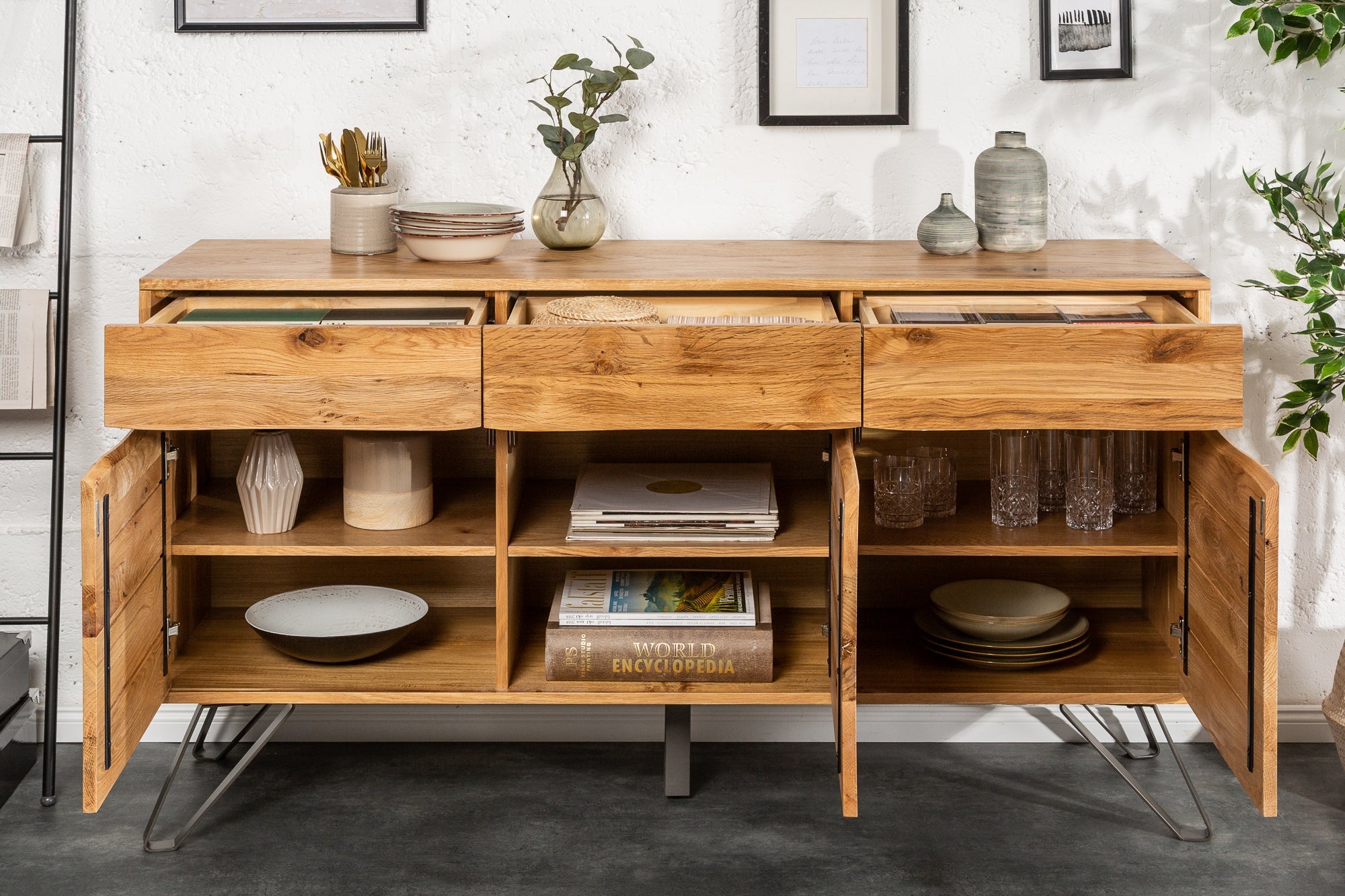 Invicta Comodă LIVING EDGE - 160cm | Stejar | 160x88x45 cm