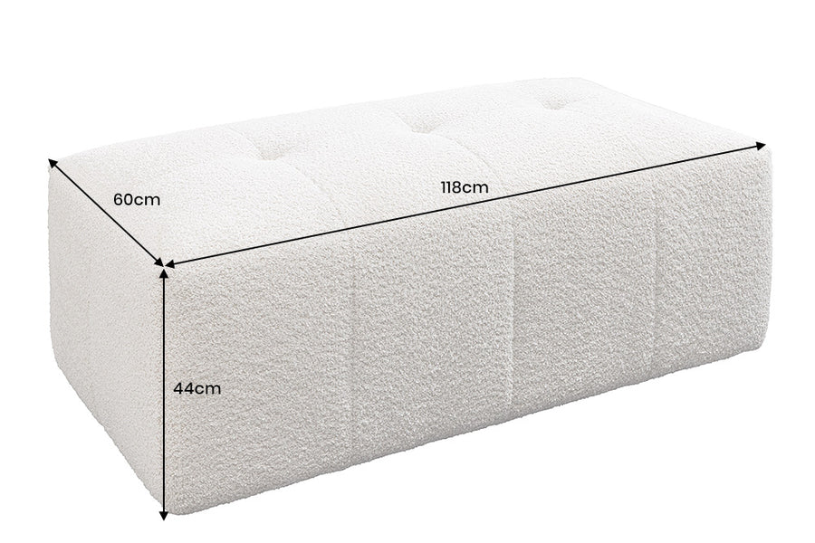 Taburet / Bancă Banchetă Invicta Interior ROYAL 120 cm, Miez cu Arcuri, Țesătură Bouclé Bej Șampanie