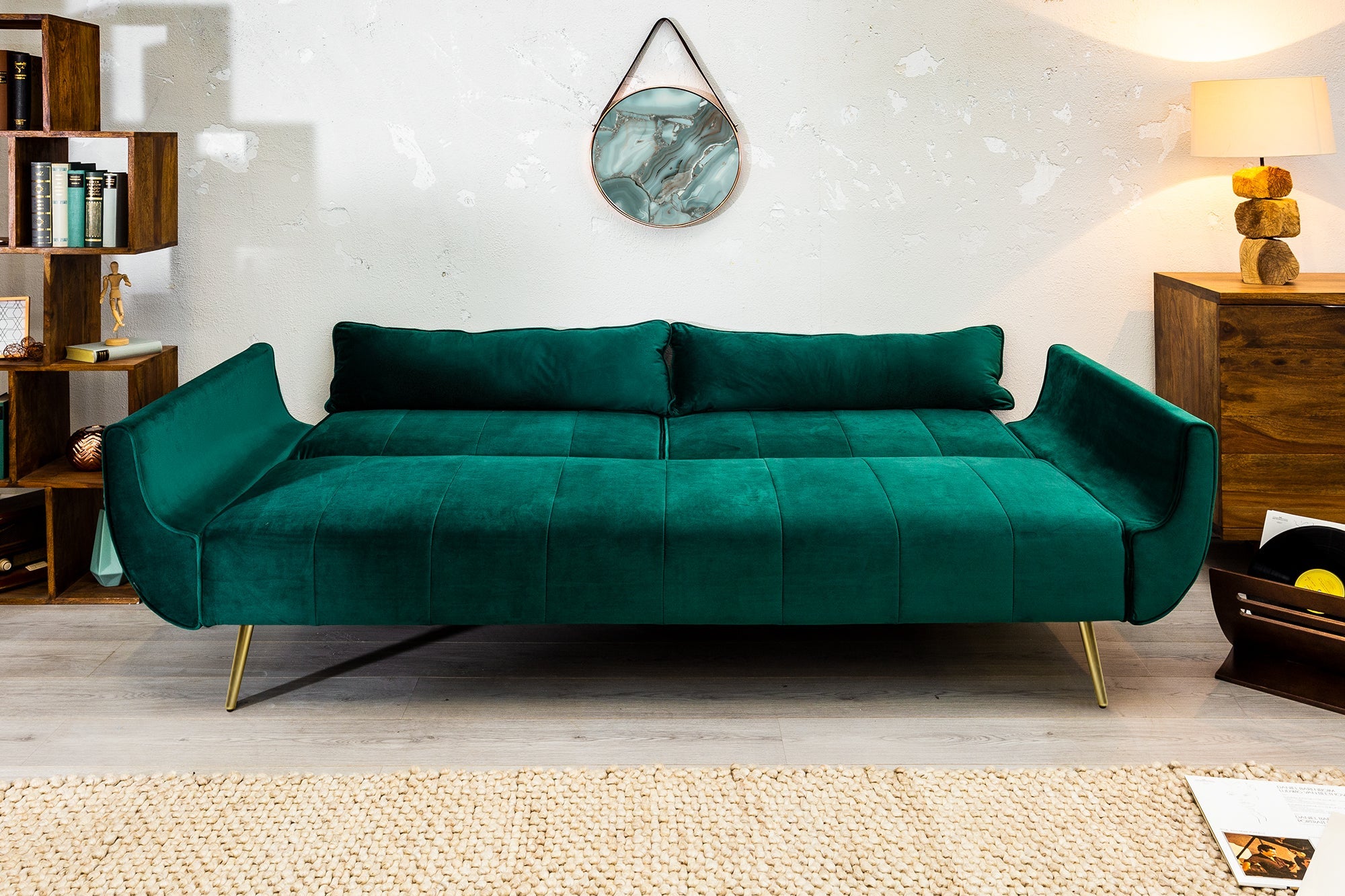Invicta Canapea extensibilă DIVANI - 215cm | Catifea, Gri | 220x88x91 cm