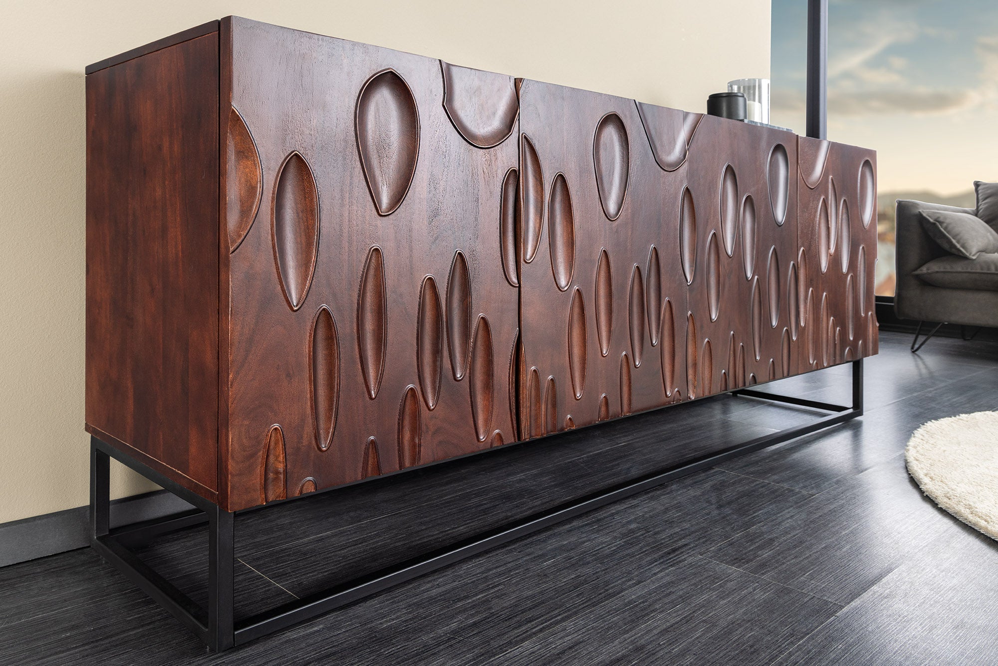 Invicta Comodă DUNE - 175cm | Acacia, Maro | 175x76x40 cm