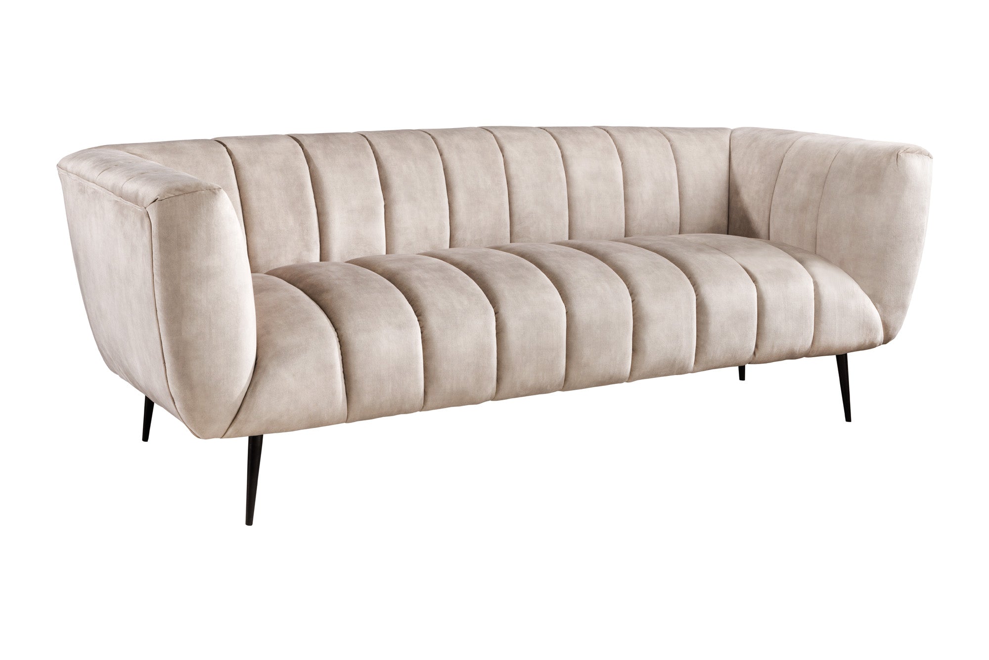 Invicta Canapea NOBLESSE - 225cm, 3 Locuri | Catifea, Țesătură Texturată, Negru | 225x80x90 cm