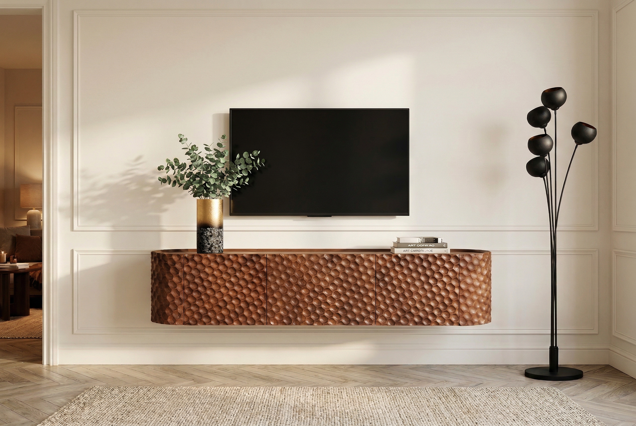 Invicta Comodă TV TV - 160cm | Mango, Negru | 160x56x43 cm