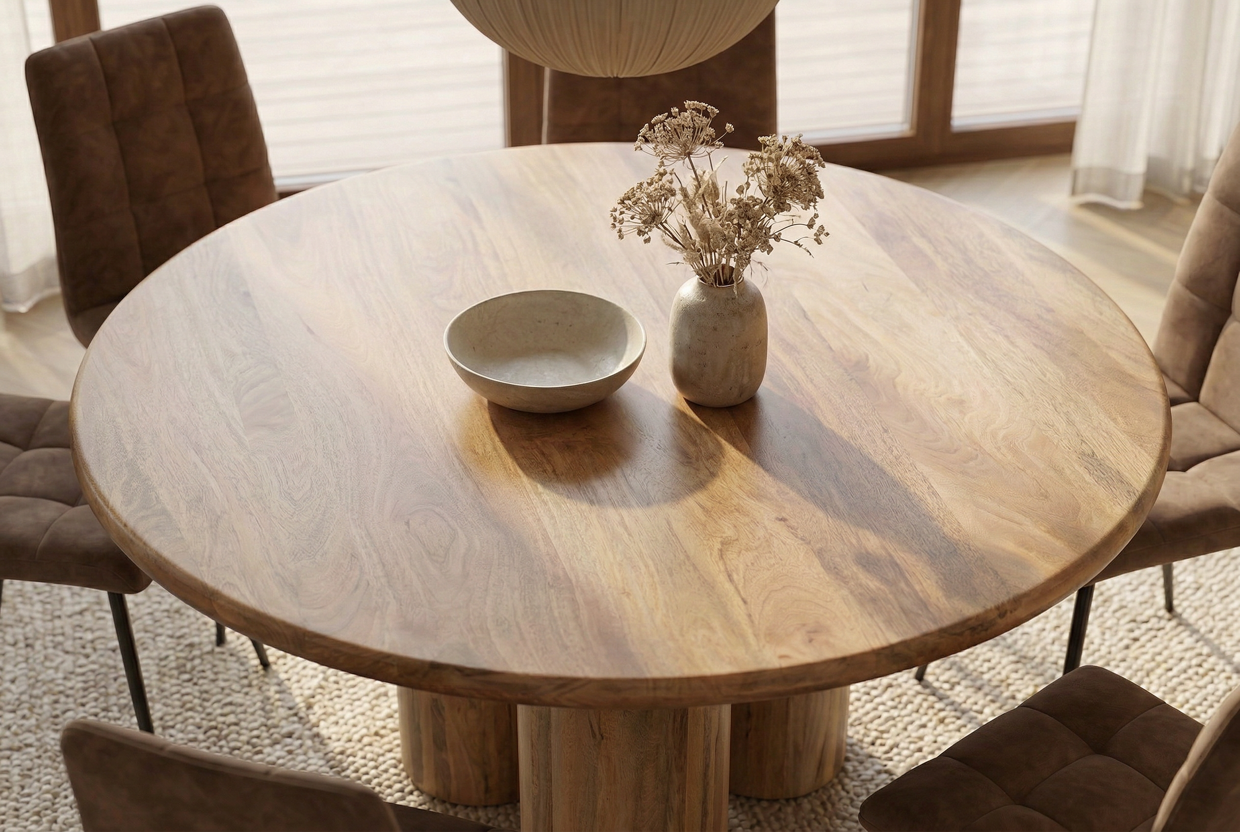 Invicta Masă dining ART DECO - 140cm | Mango, Natural | 140x76.5x140 cm