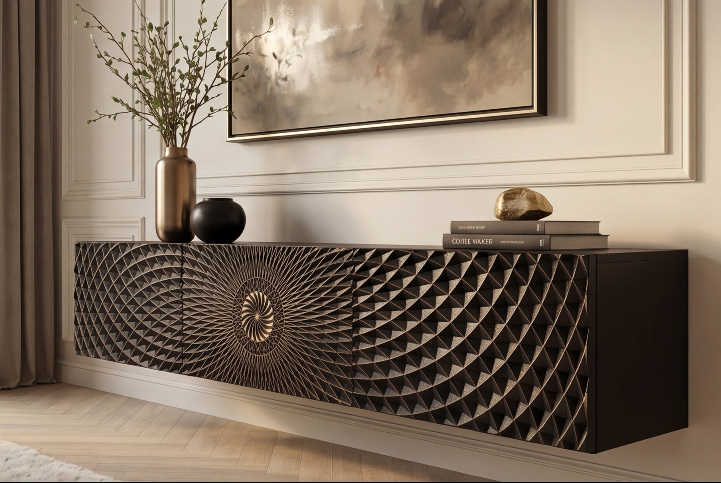 Invicta Comodă TV TV - 160cm | Mango, Negru | 160x30x33 cm