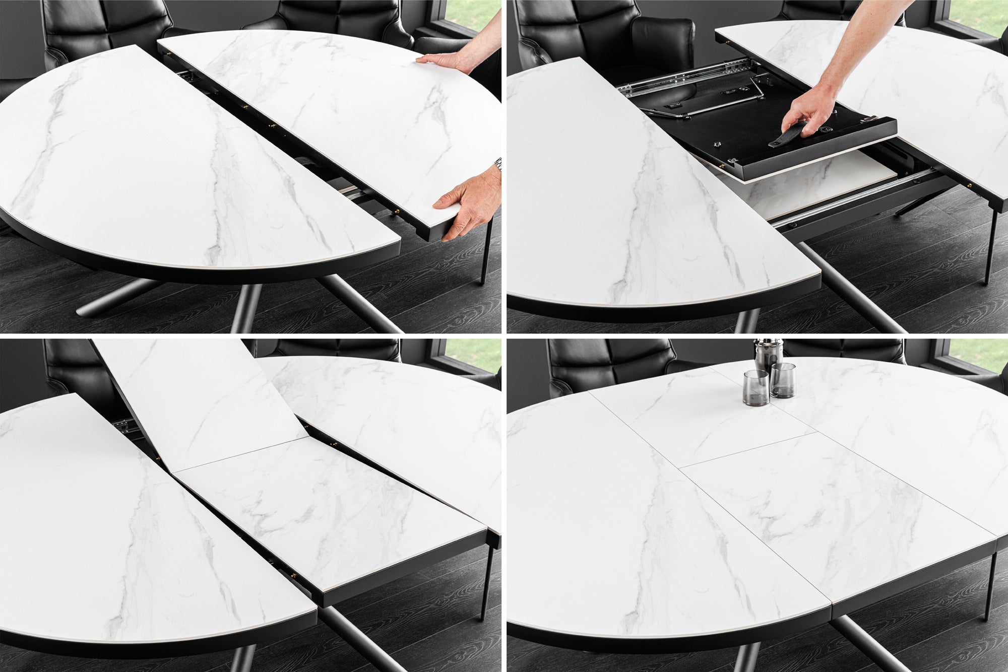 Invicta Masă dining MIKADO - 160cm | Marmură, Sticlă, Alb