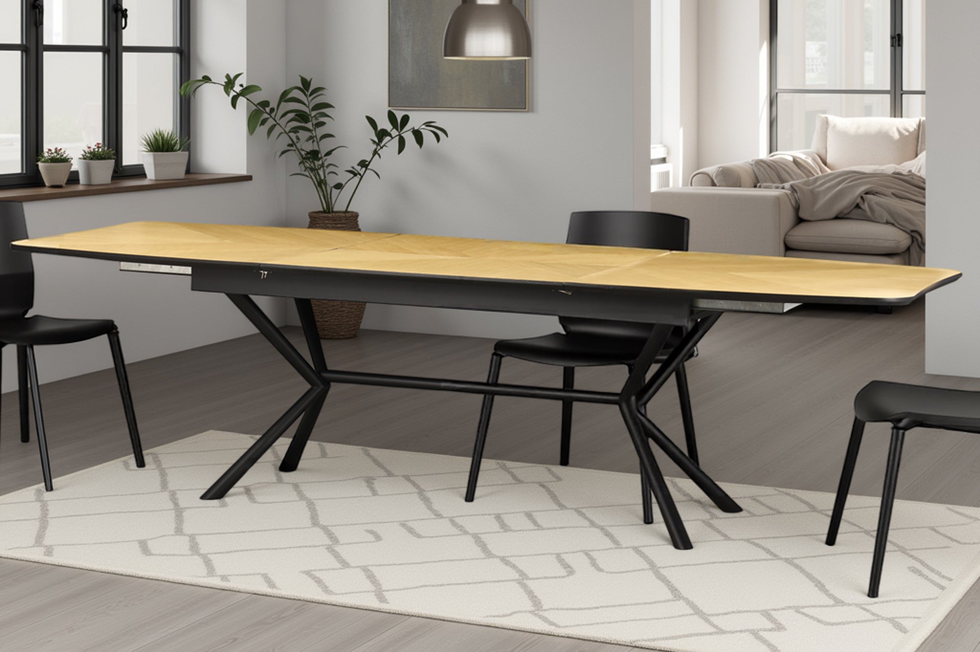 Invicta Masă dining GRANDEZZA - 270cm | Stejar, Metal, Negru