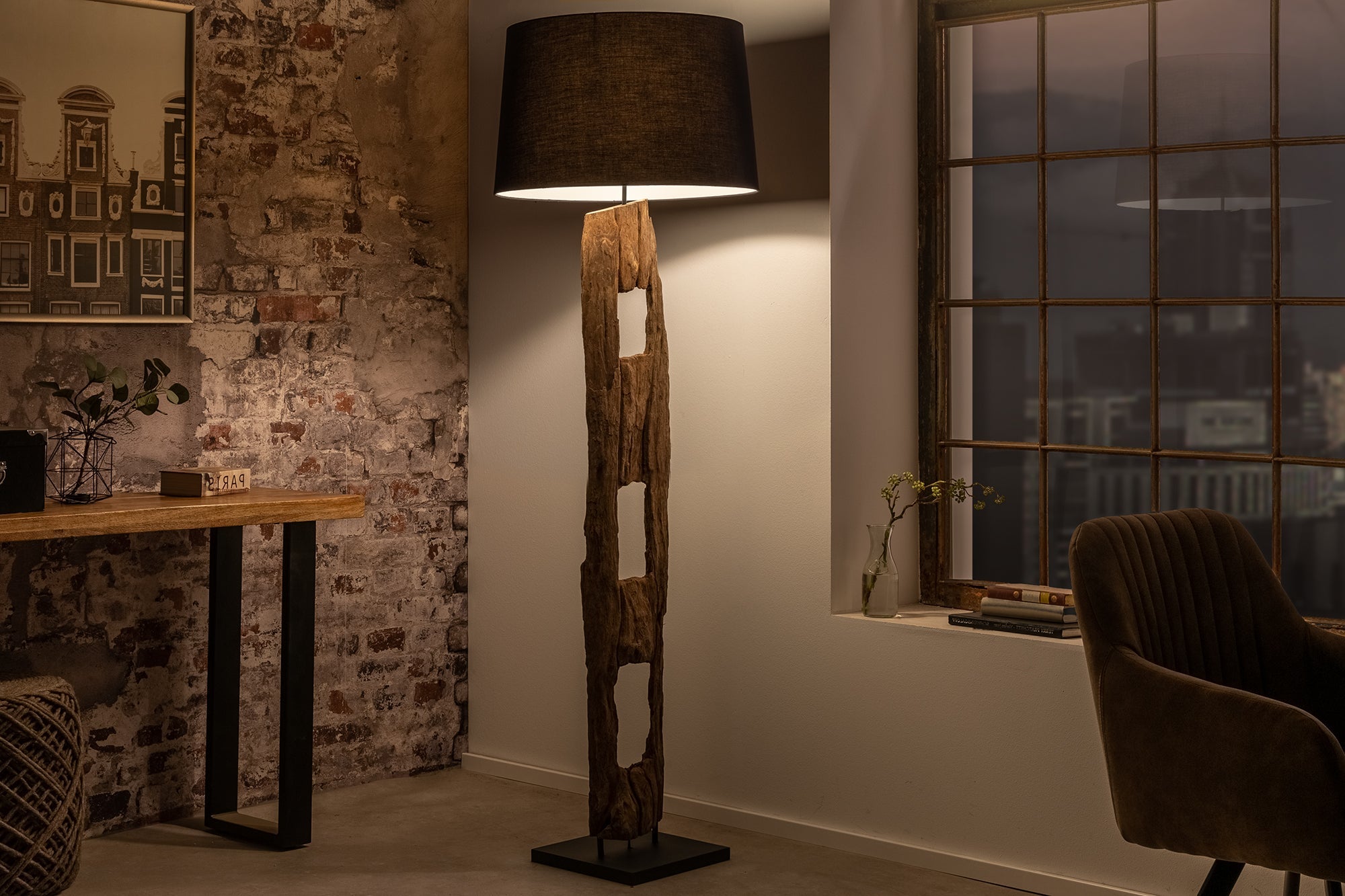 Invicta Lampadar BARRACUDA - 177cm | Acacia, Bumbac, Bej
