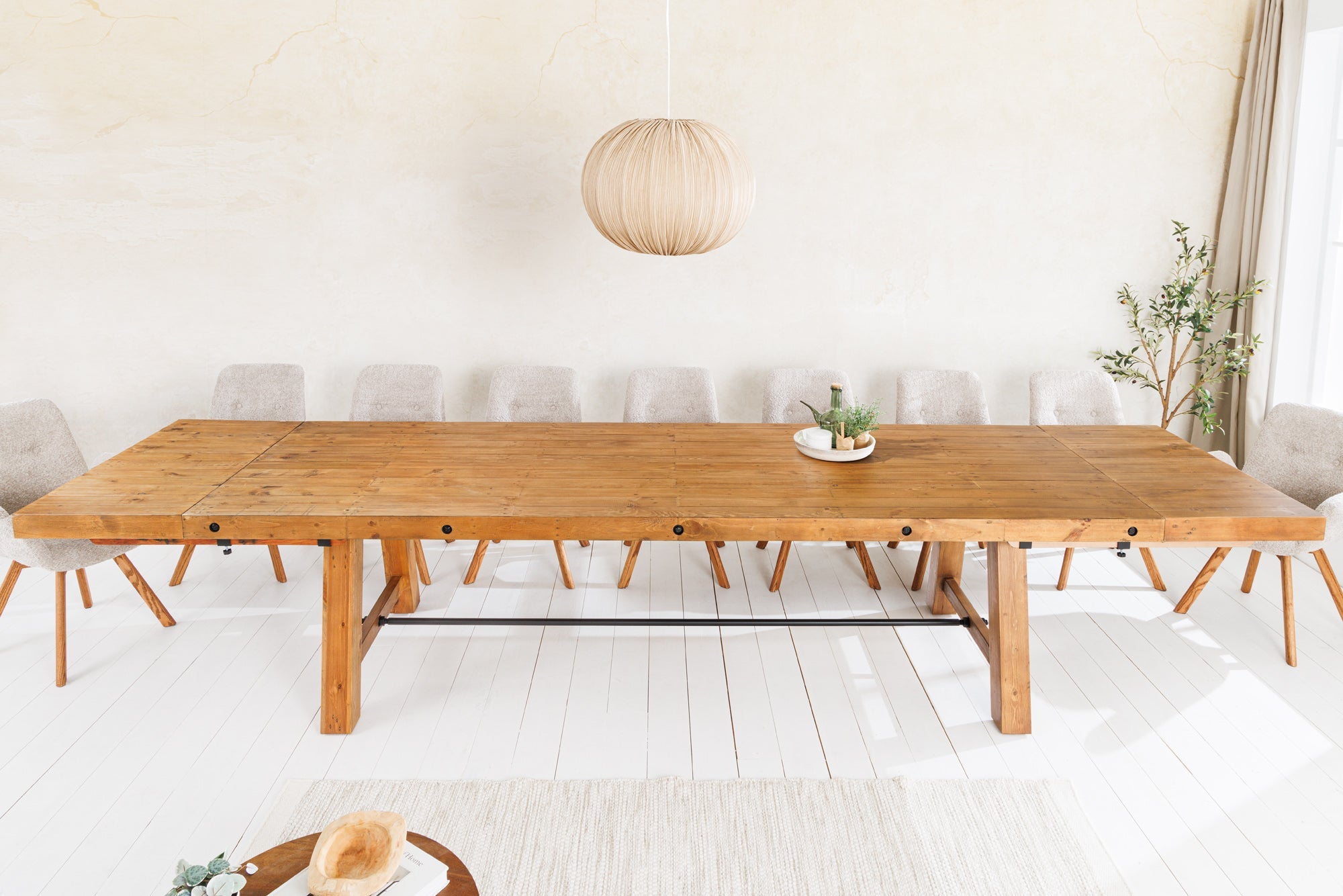 Invicta Masă dining FINCA - 400cm | Pin, Maro | 400x76x100 cm