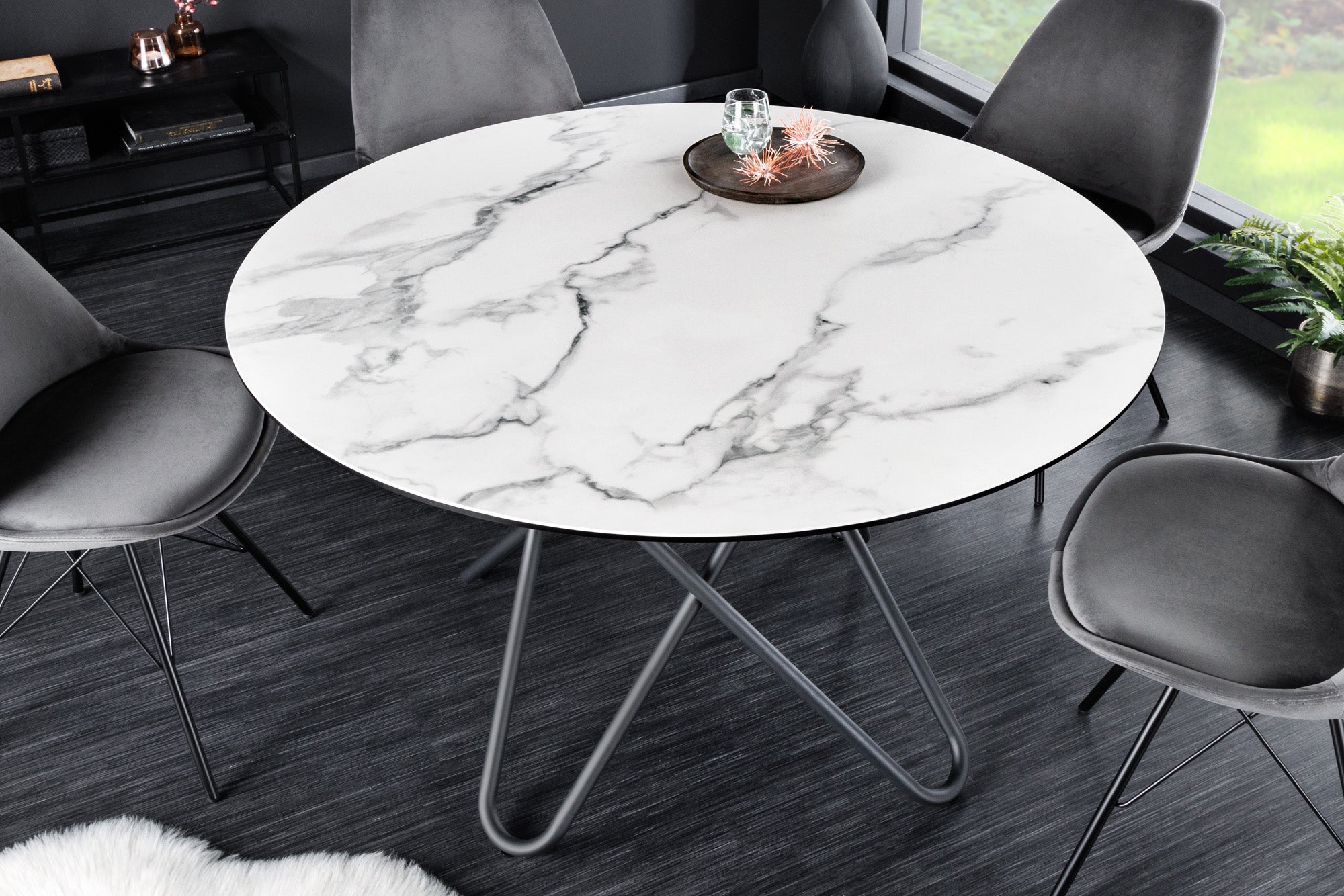 Invicta Masă dining CIRCULAR - 120cm | Marmură, Alb | 120x76x120 cm