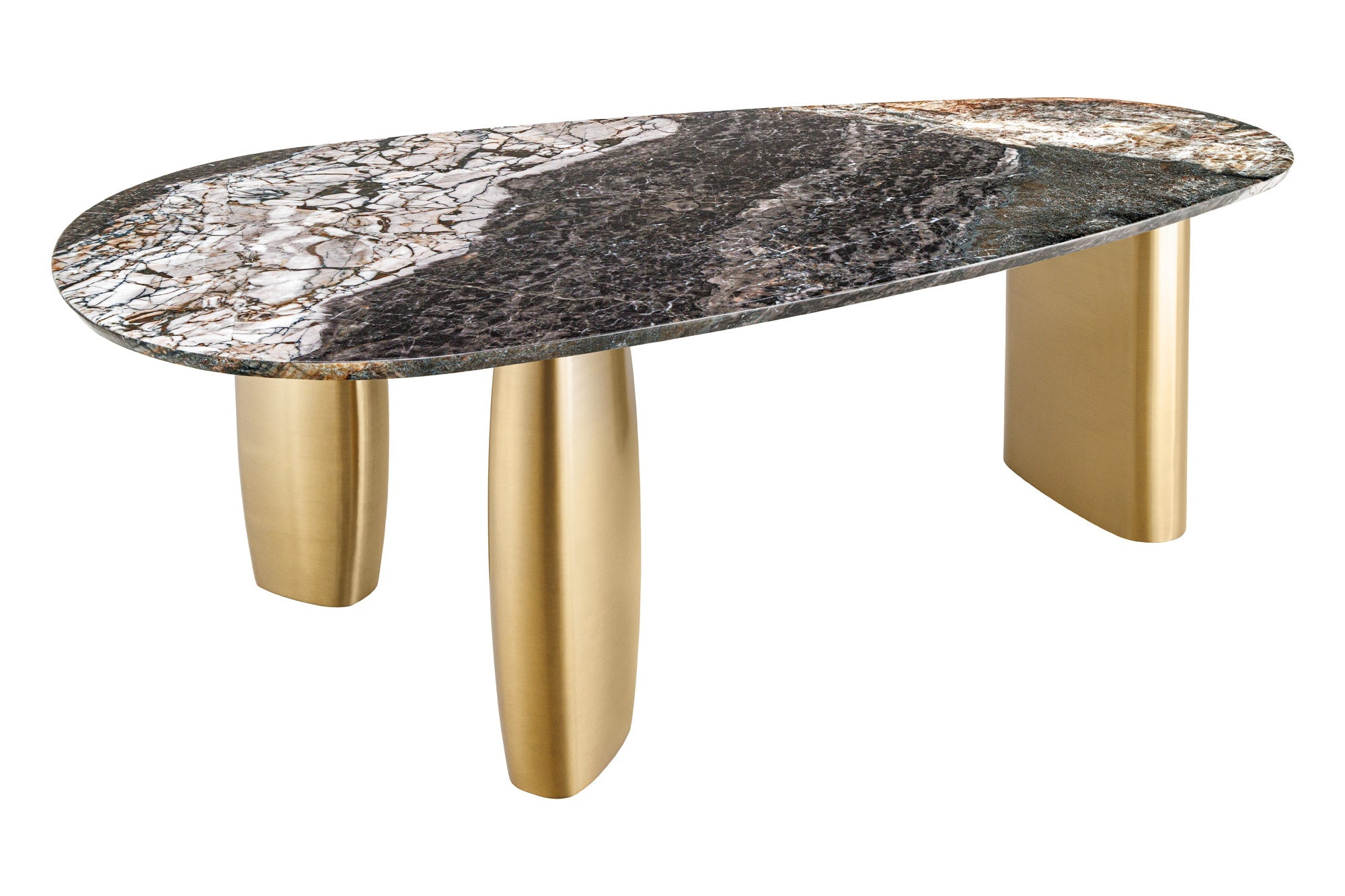 Invicta Masă dining ORGANIC - 200cm | Marmură, Auriu | 200x76 cm