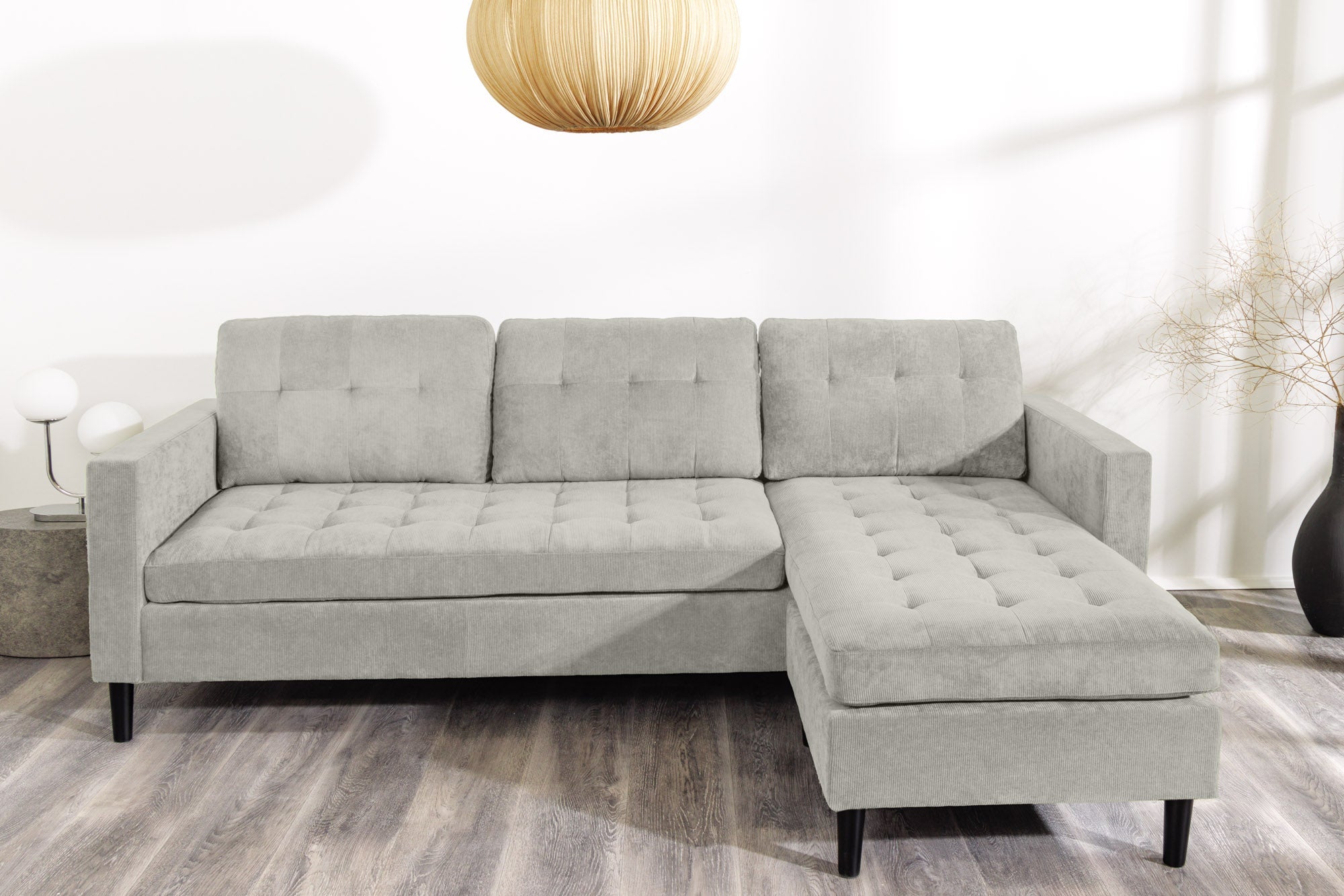 Invicta Canapea STOCKHOLM - 220cm, 3 Locuri | Țesătură Cord | 220x90x85 cm