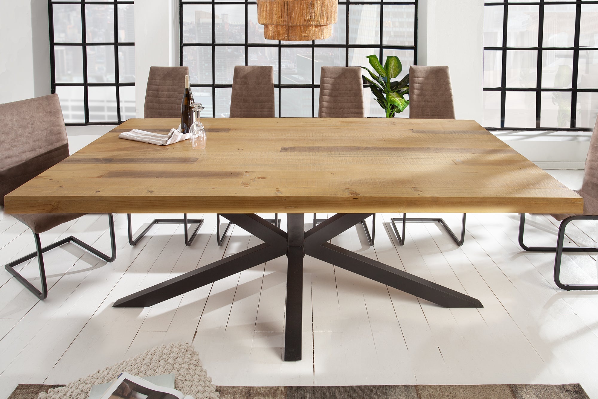 Invicta Masă dining GALAXIE - 200cm | Pin, Maro | 200x76x100 cm