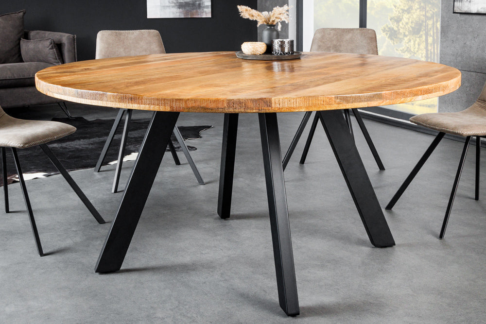 Invicta Masă dining IRON CRAFT - 140cm | Mango, Metal, Negru | 140x76x140 cm