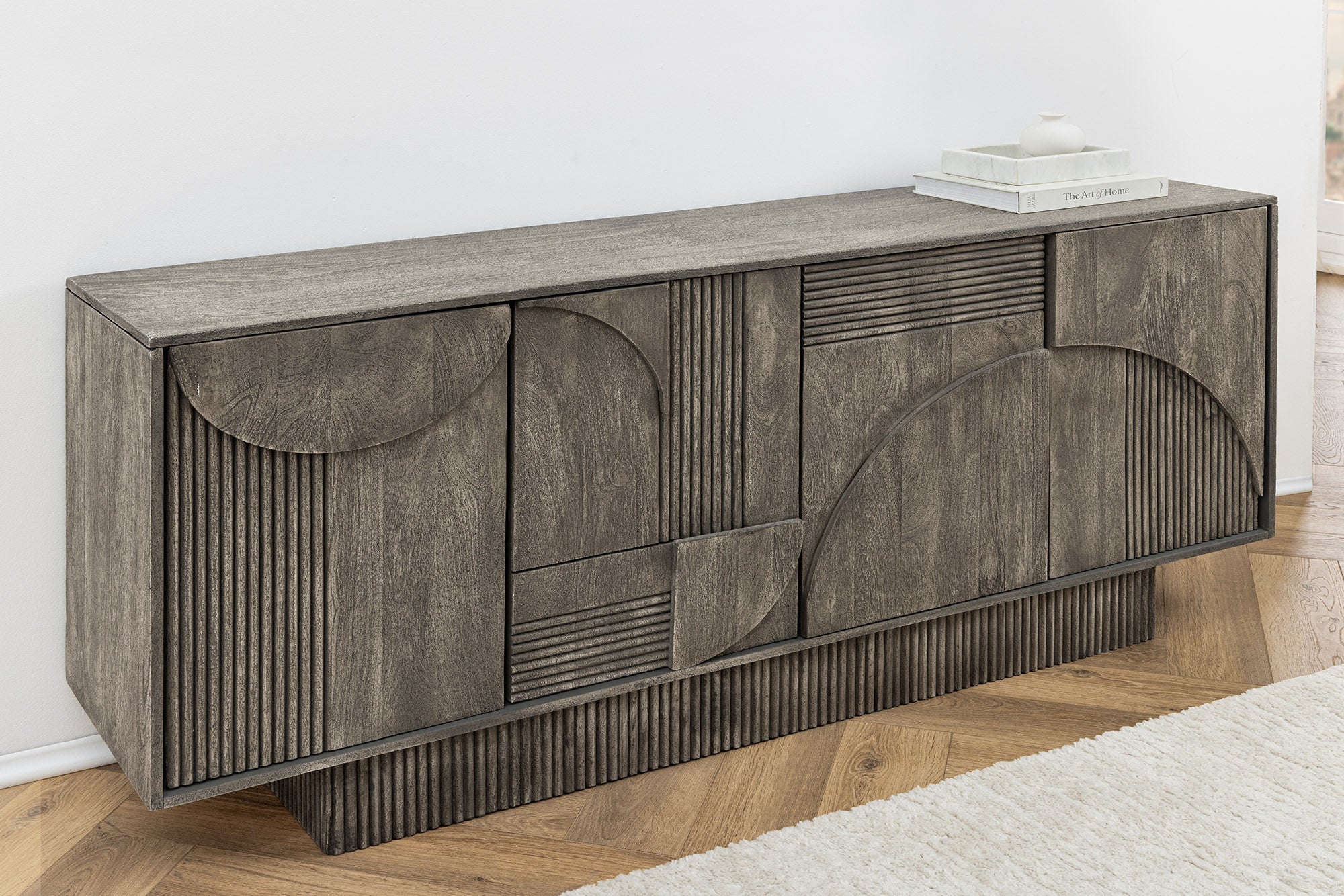 Invicta Comodă ART DECO - 170cm | Mango, Gri | 170x80x38 cm