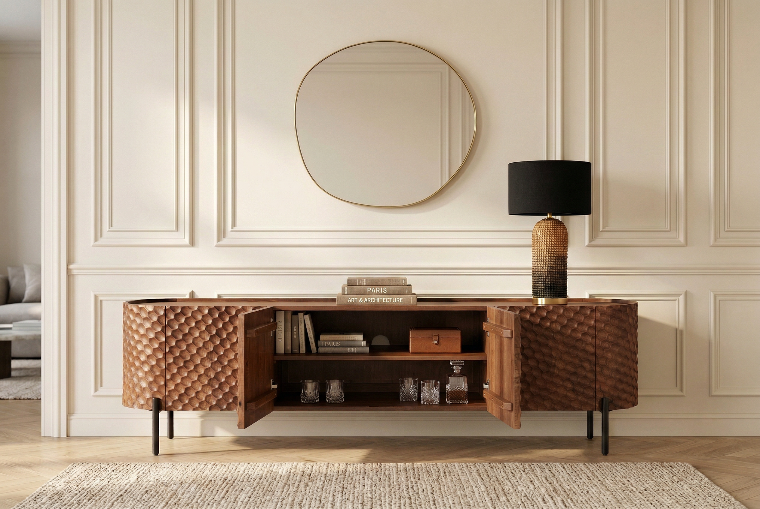 Invicta Comodă TV TV - 200cm | Mango, Negru | 200x56x43 cm