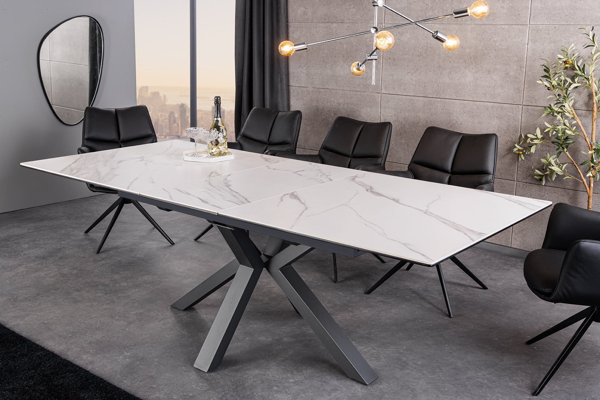 Invicta Masă dining ETERNITY - 200cm | Marmură, Sticlă, Alb
