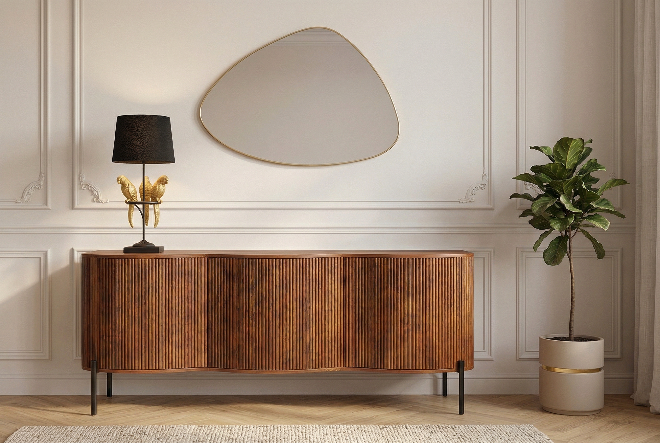 Invicta Comodă GRANDEUR - 180cm | Mango, Metal, Negru | 177x76x41 cm
