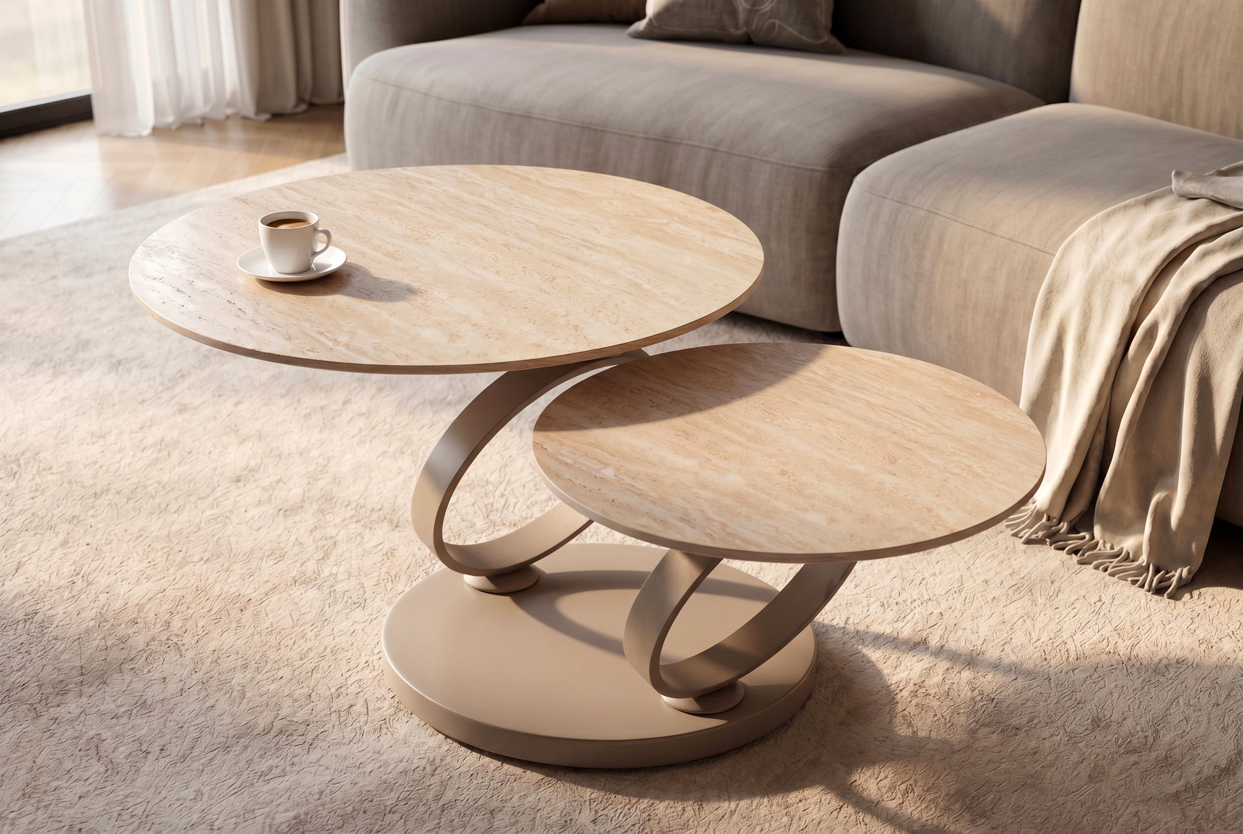 Invicta Masă cafea DANCING RINGS | 135x43x80 cm