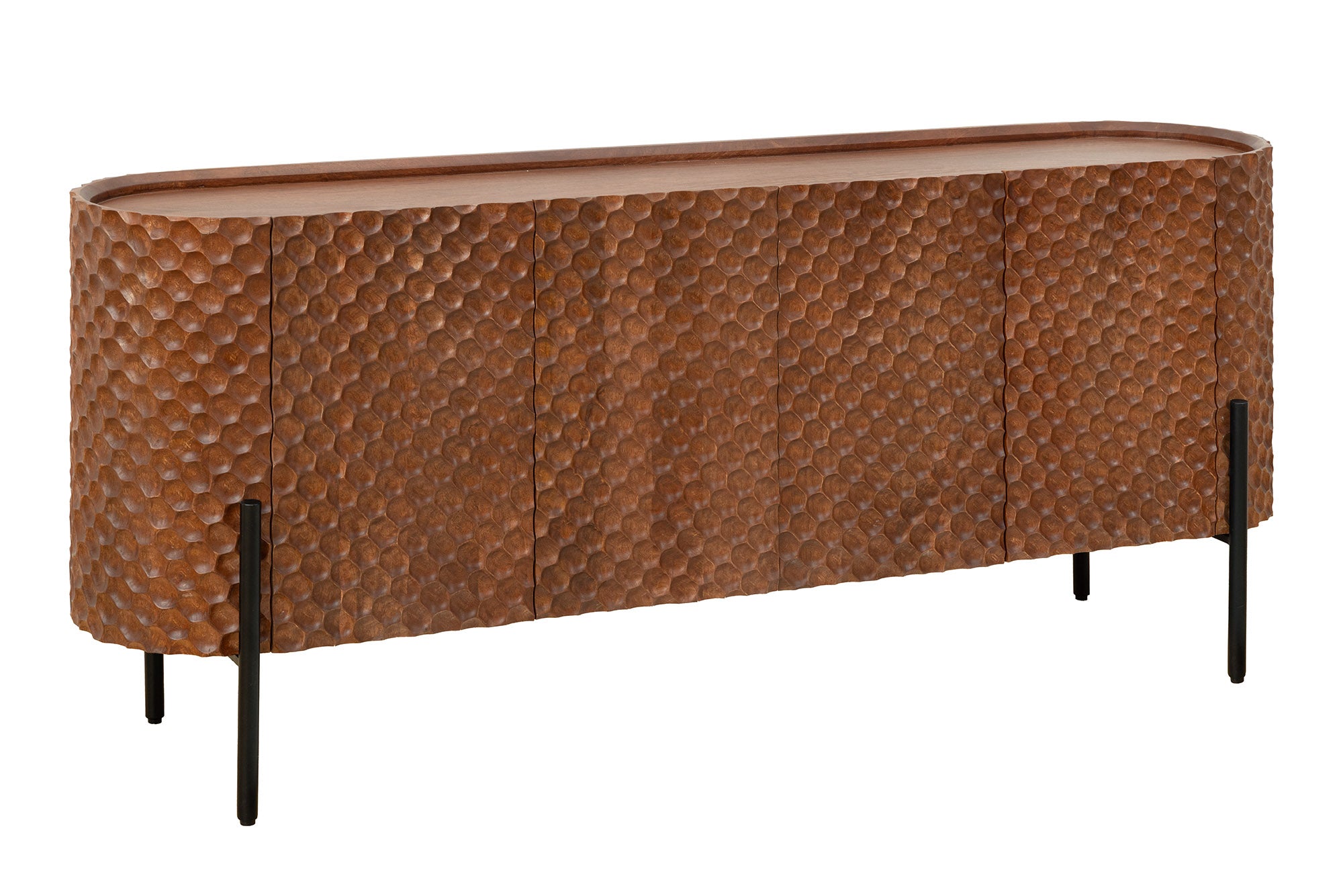Invicta Comodă ADLON - 180cm | Mango, Metal, Negru | 178x77x42 cm