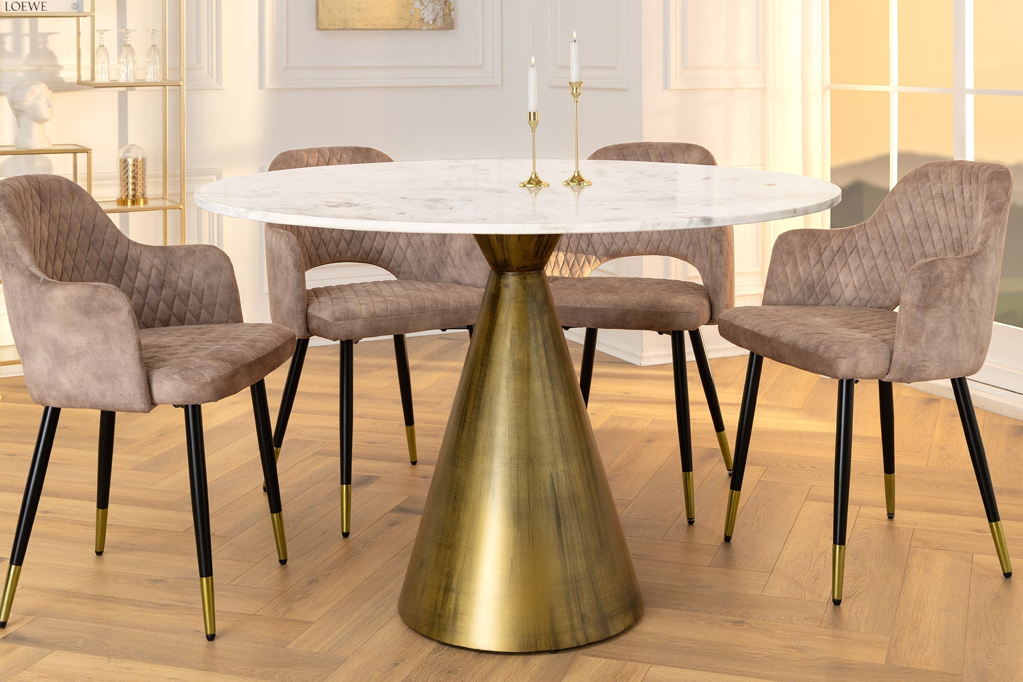 Invicta Masă dining ELEGANCIA - 100cm | Marmură, Alb | 100x77x100 cm