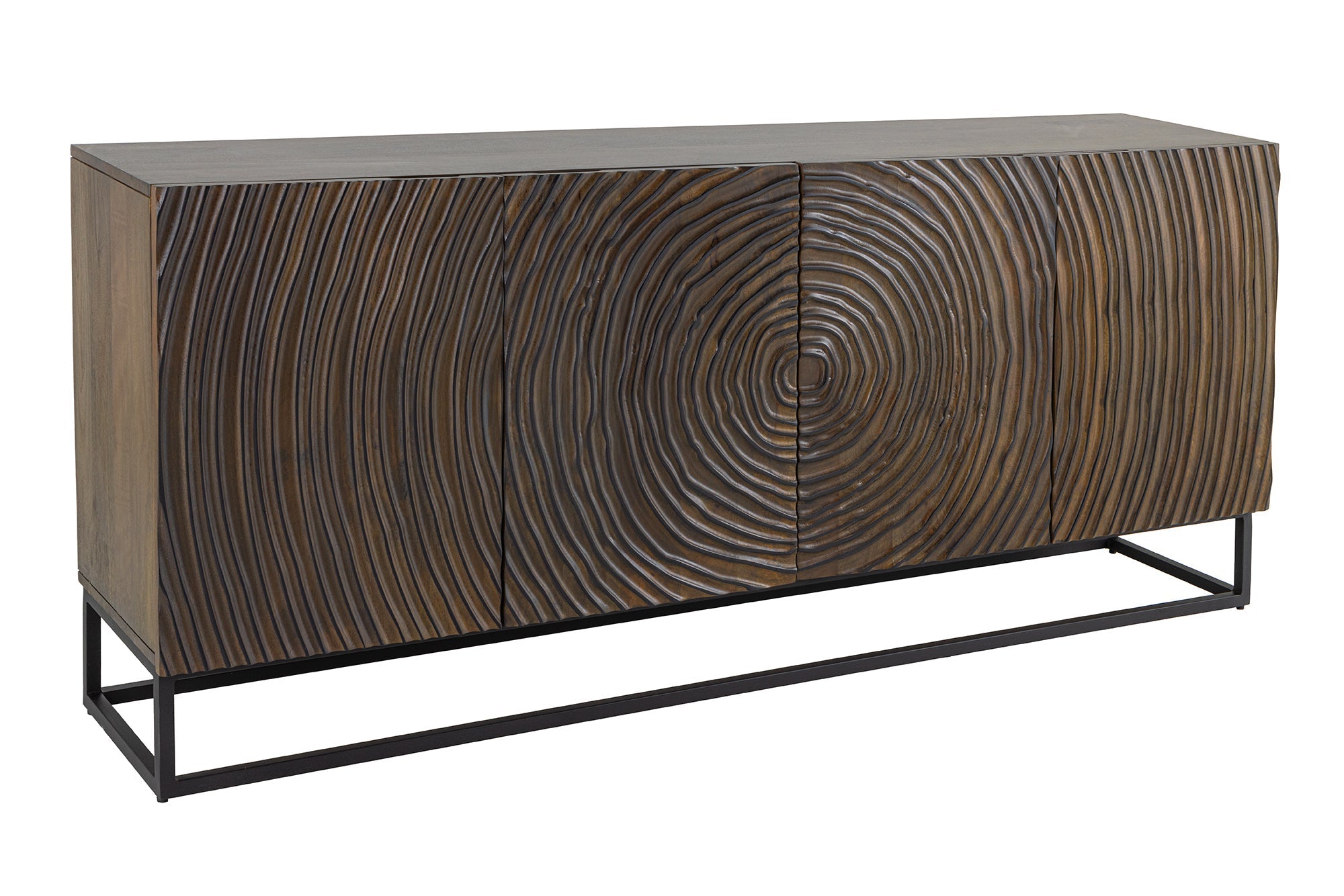 Invicta Comodă ZEN CIRCLE - 180cm | Mango, Negru | 177x75x38 cm