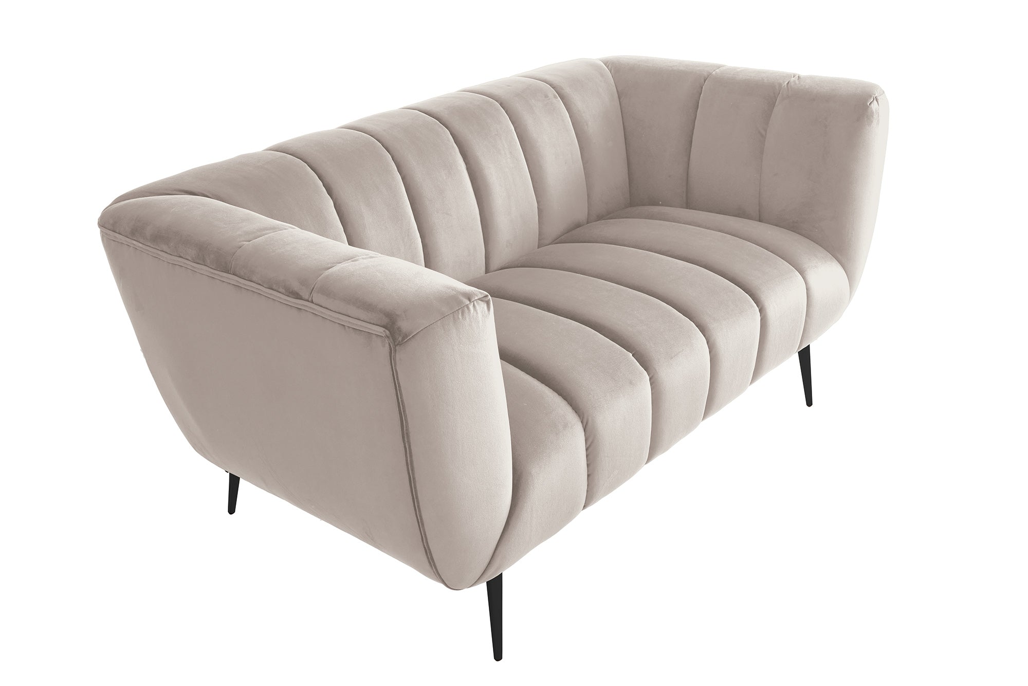Invicta Canapea NOBLESSE - 165cm, 2 Locuri | Catifea, Țesătură Texturată, Negru | 165x78x90 cm