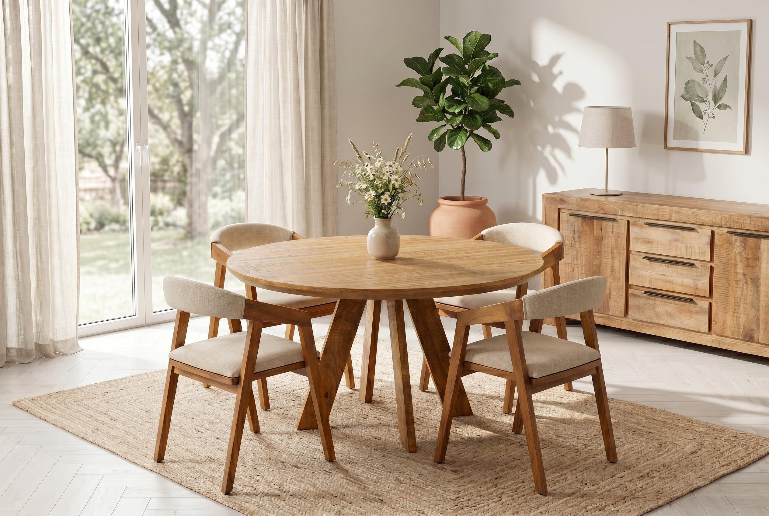 Invicta Masă dining ART WOOD - 120cm | Mango, Maro | 120x76x120 cm