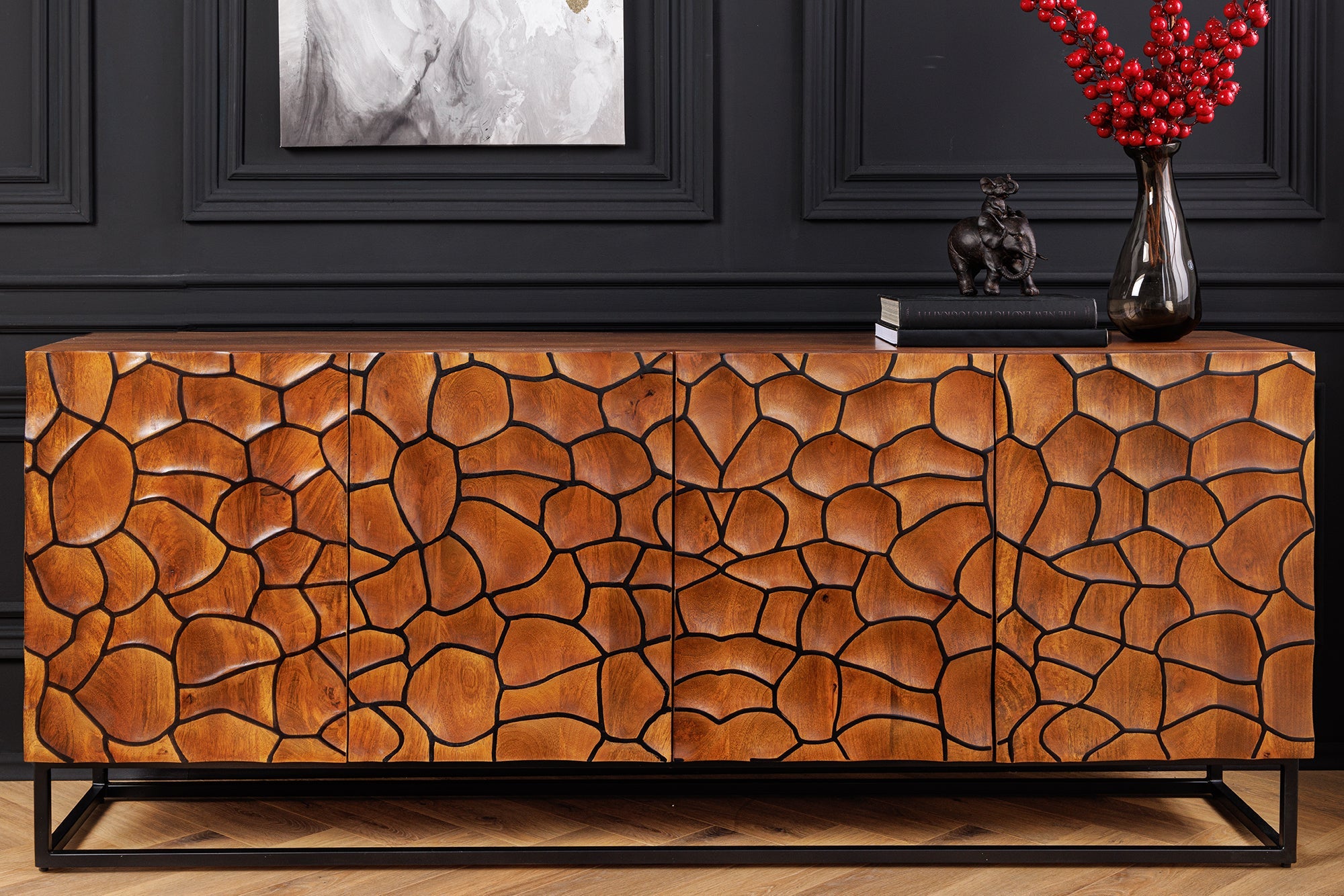 Invicta Comodă VULCANO - 180cm | Mango, Maro | 177x75x38 cm