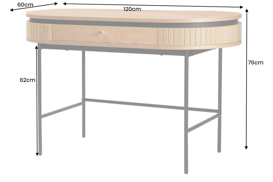 Birou Invicta Interior ATELIER 120 cm, Lemn Furniruit cu Aspect de Stejar Natural și Cadru Metalic Negru