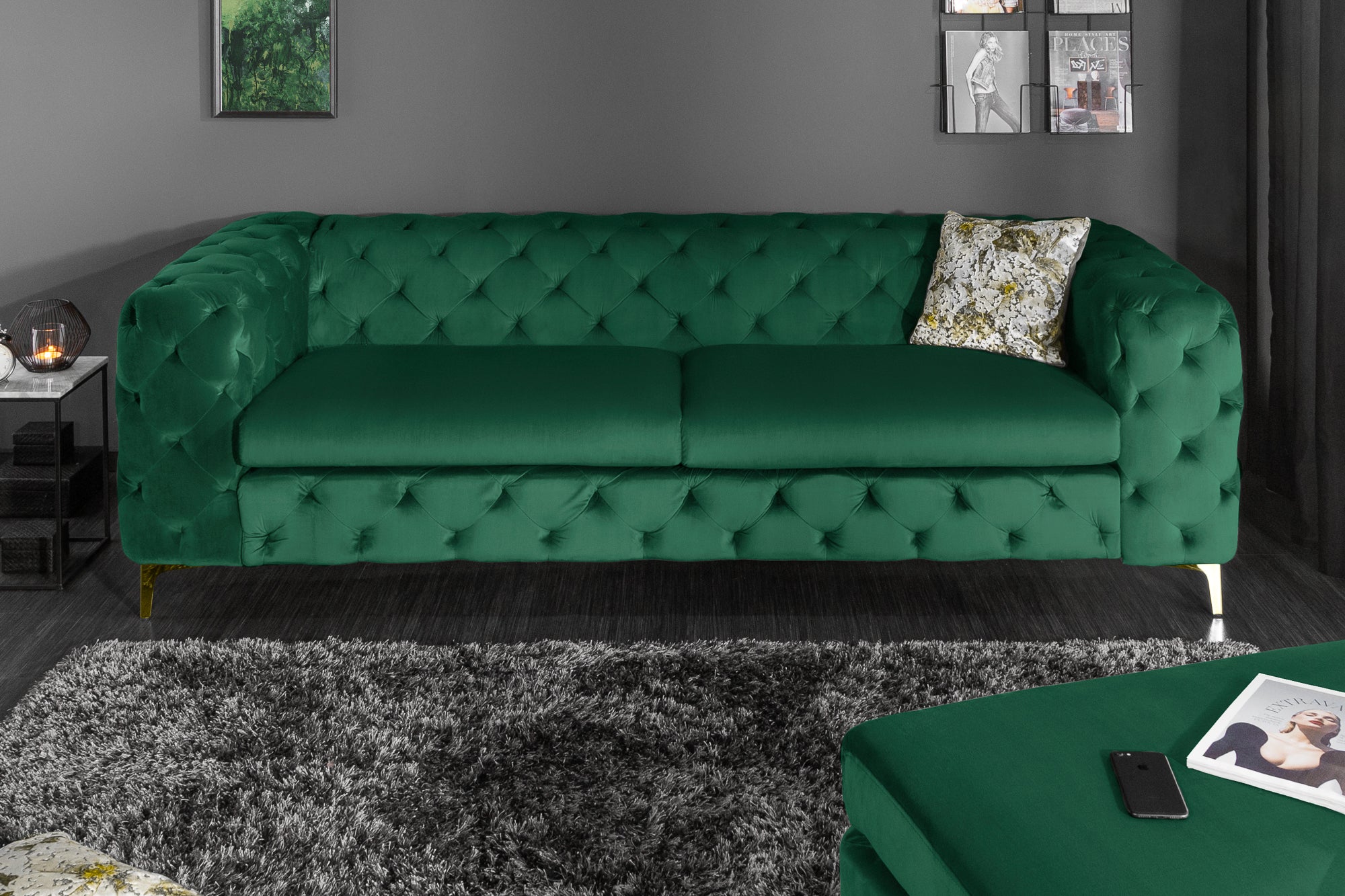 Invicta Canapea MODERN BAROCK - 240cm, 3 Locuri | Catifea | 240x73x97 cm