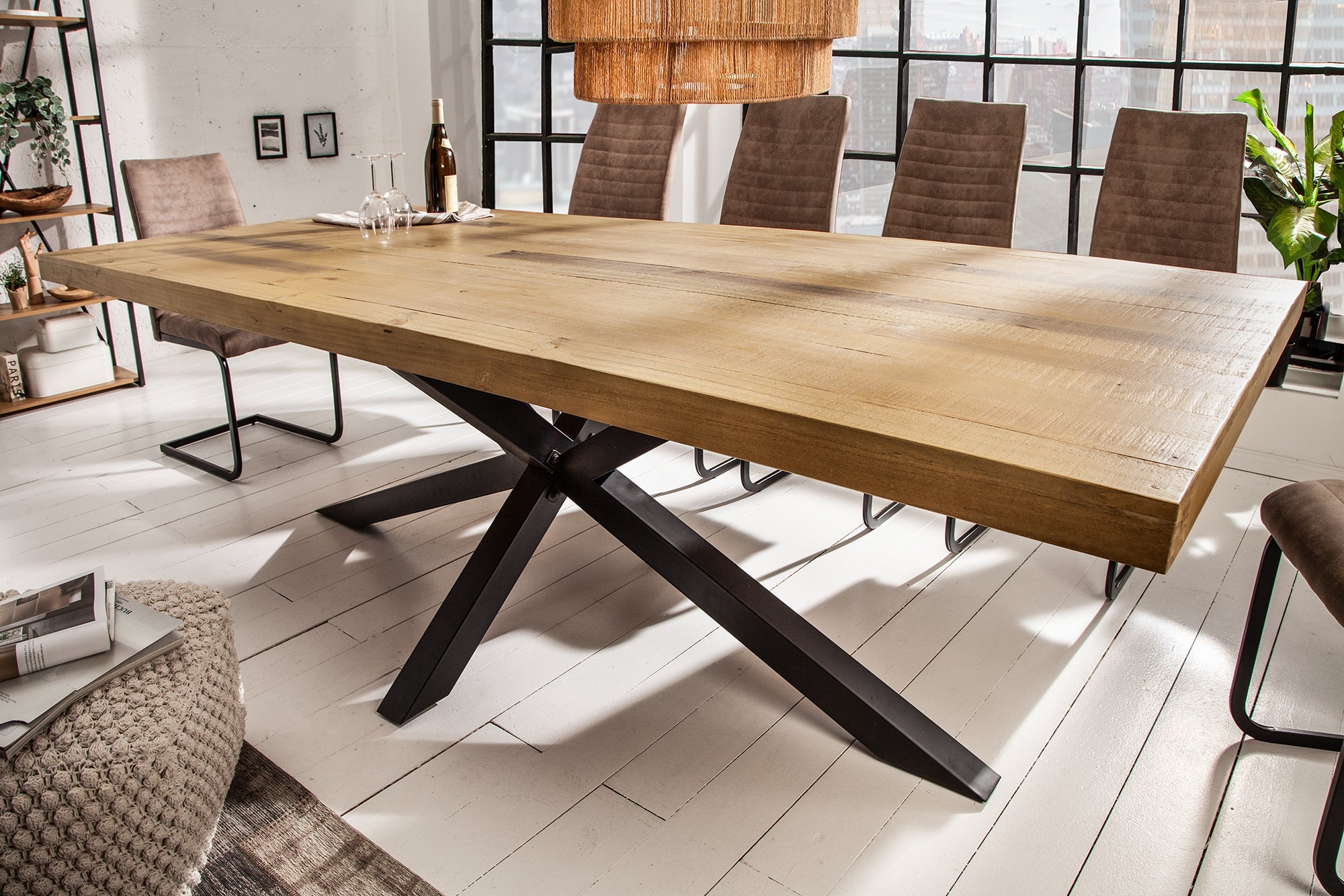 Invicta Masă dining GALAXIE - 200cm | Pin, Maro | 200x76x100 cm