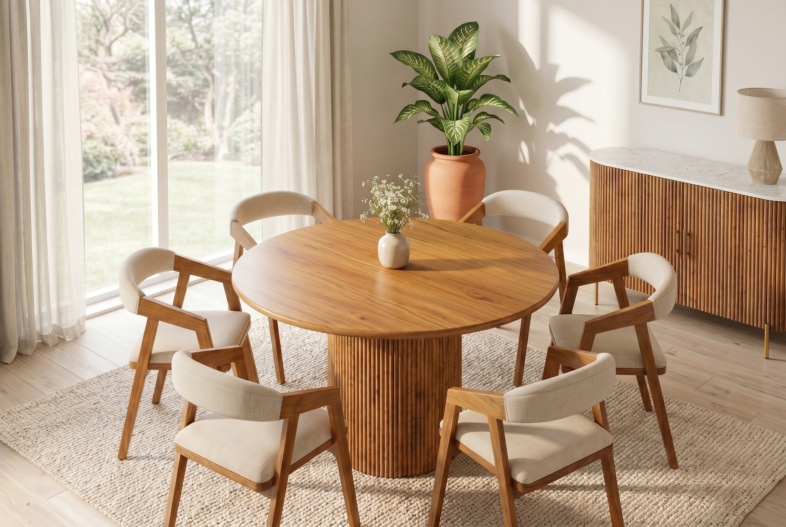 Invicta Masă dining TRES CHIC - 120cm | Mango, Maro | 120x76x120 cm
