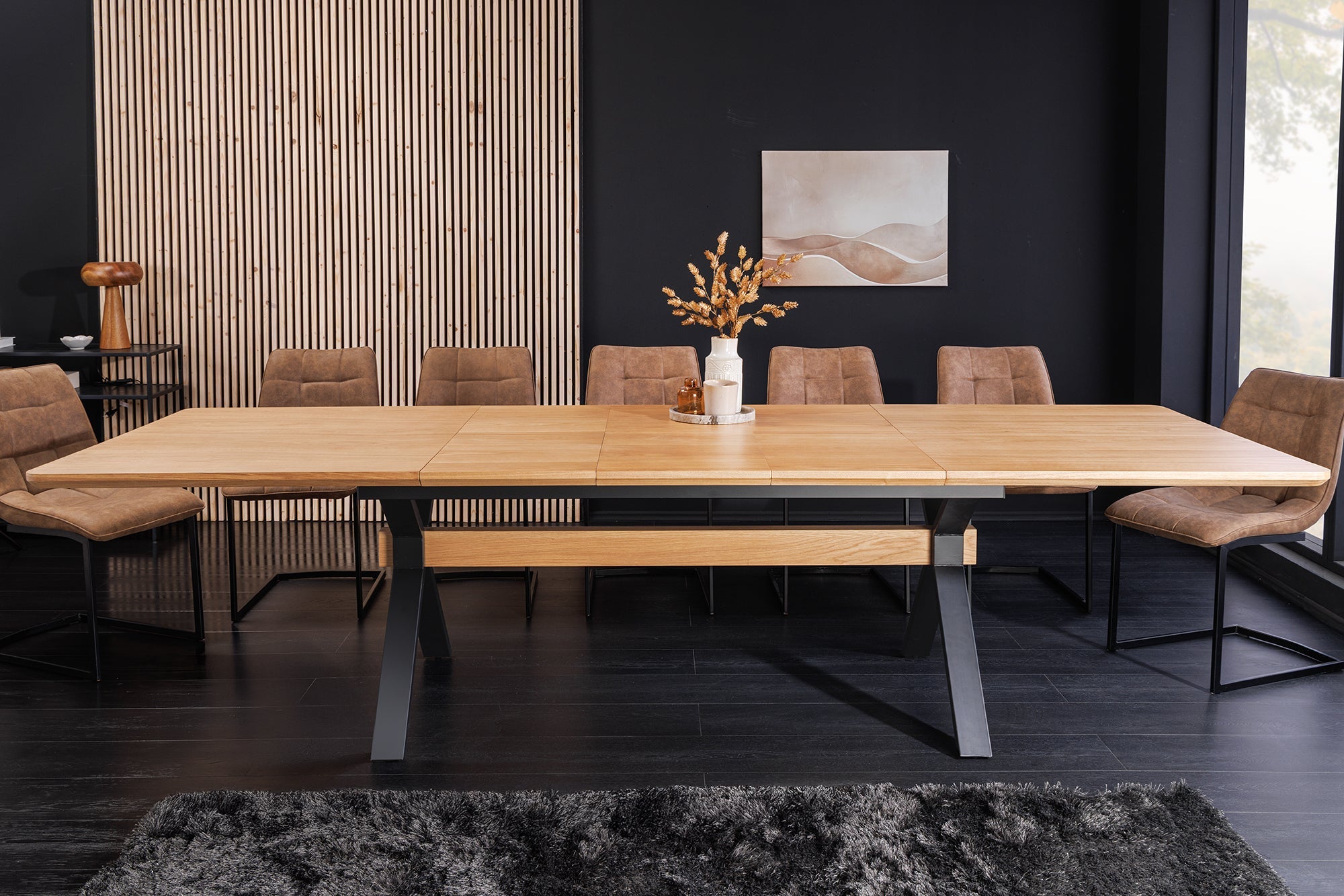Invicta Masă dining GIANT - 300cm | Stejar, Metal, Negru