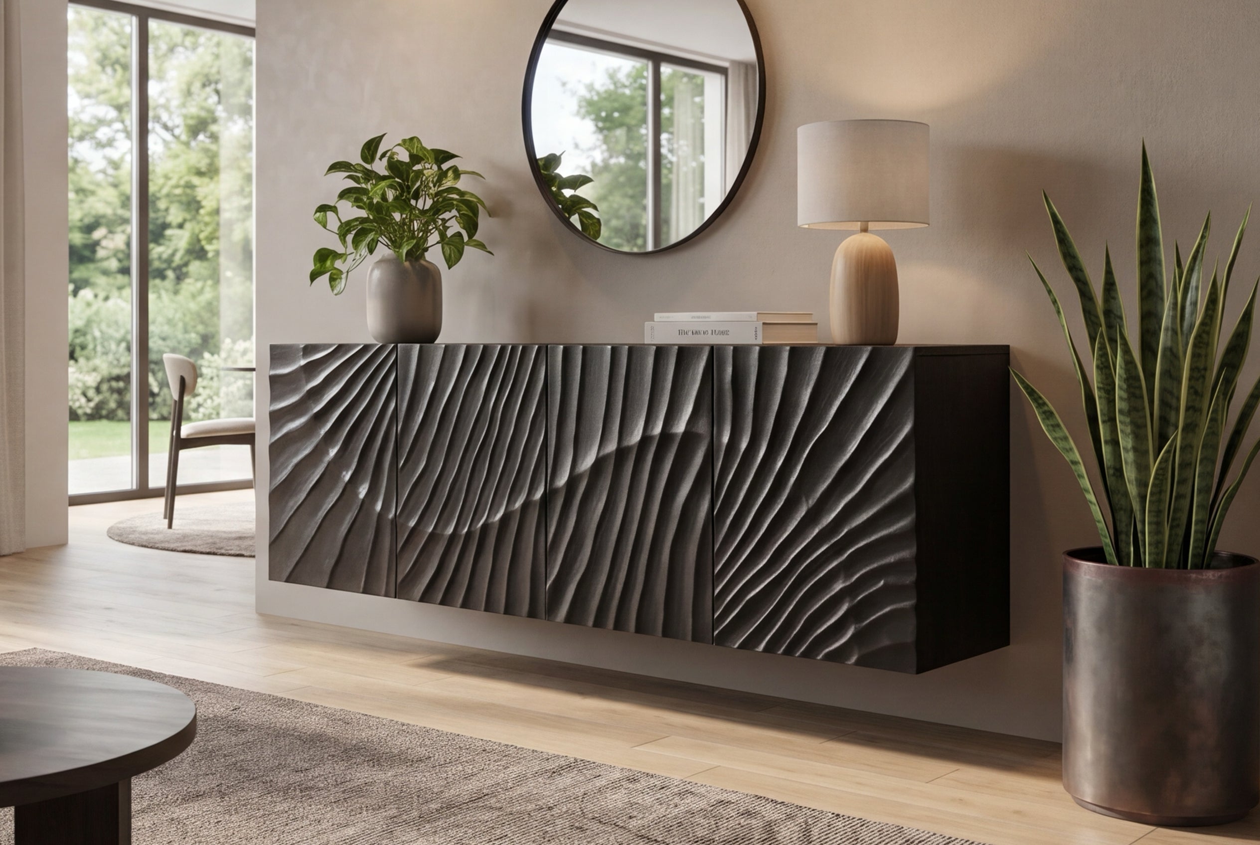 Invicta Comodă SCORPION - 180cm | Mango, Negru | 177x58x38 cm