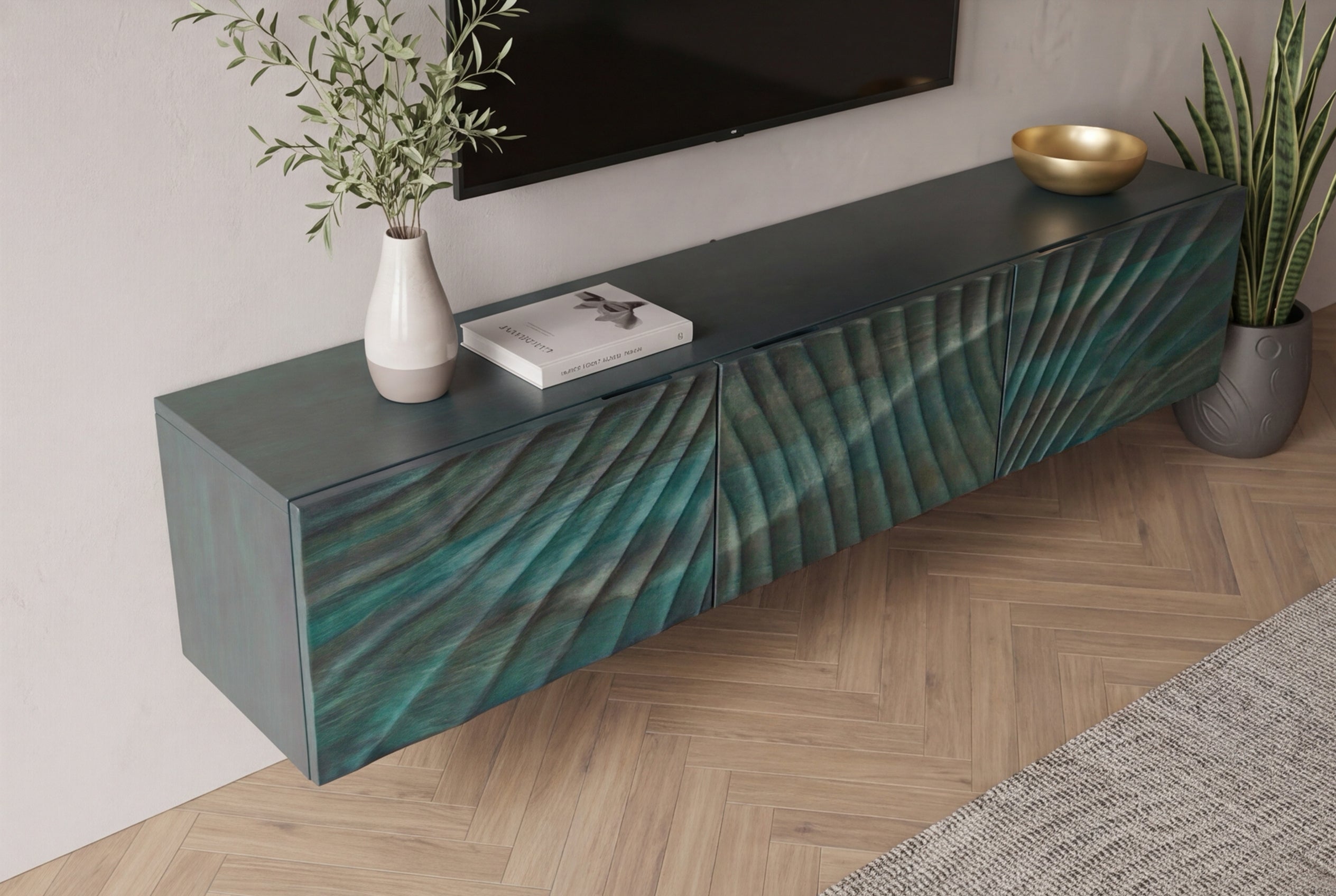 Invicta Comodă TV TV - 160cm | Mango, Turcoaz | 160x30x33 cm